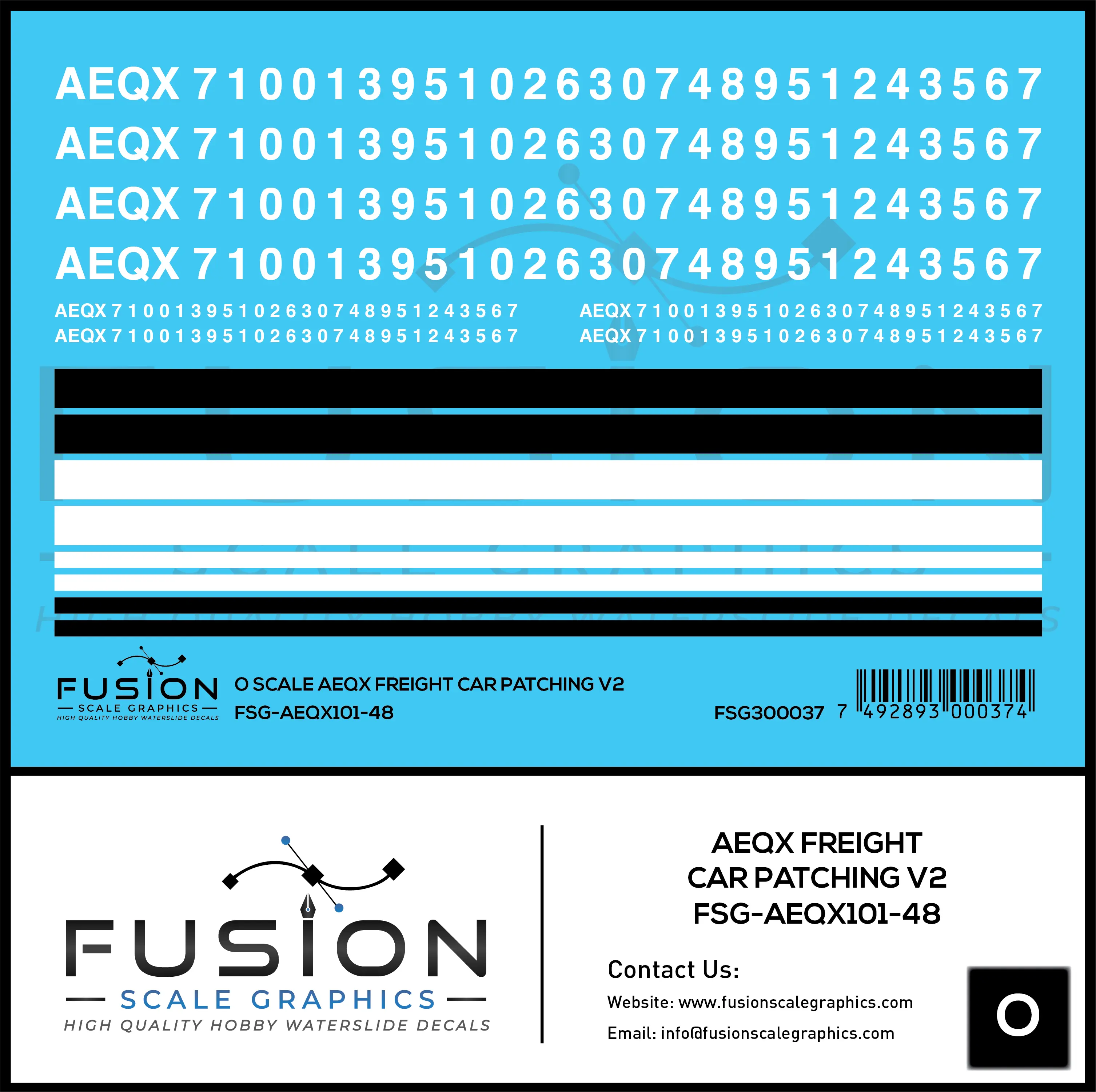 O Scale AEQX Freight Car Patching Decal Set V2 Fusion Scale Graphics