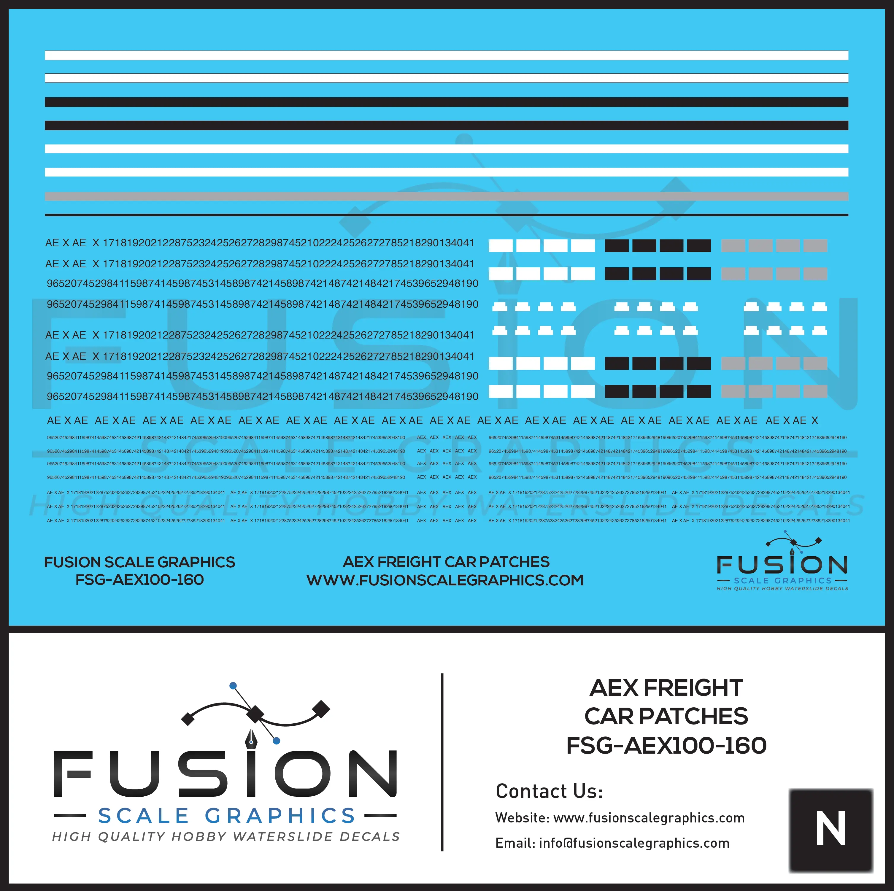 N Scale AEX 162 Series Covered Hopper Patch Decal Set Fusion Scale Graphics
