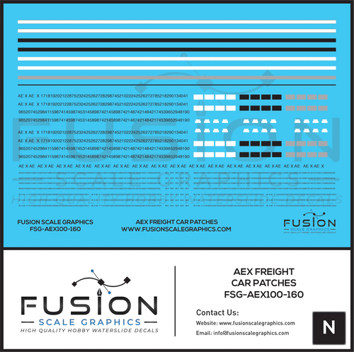 N Scale AEX 162 Series Covered Hopper Patch Decal Set Fusion Scale Graphics