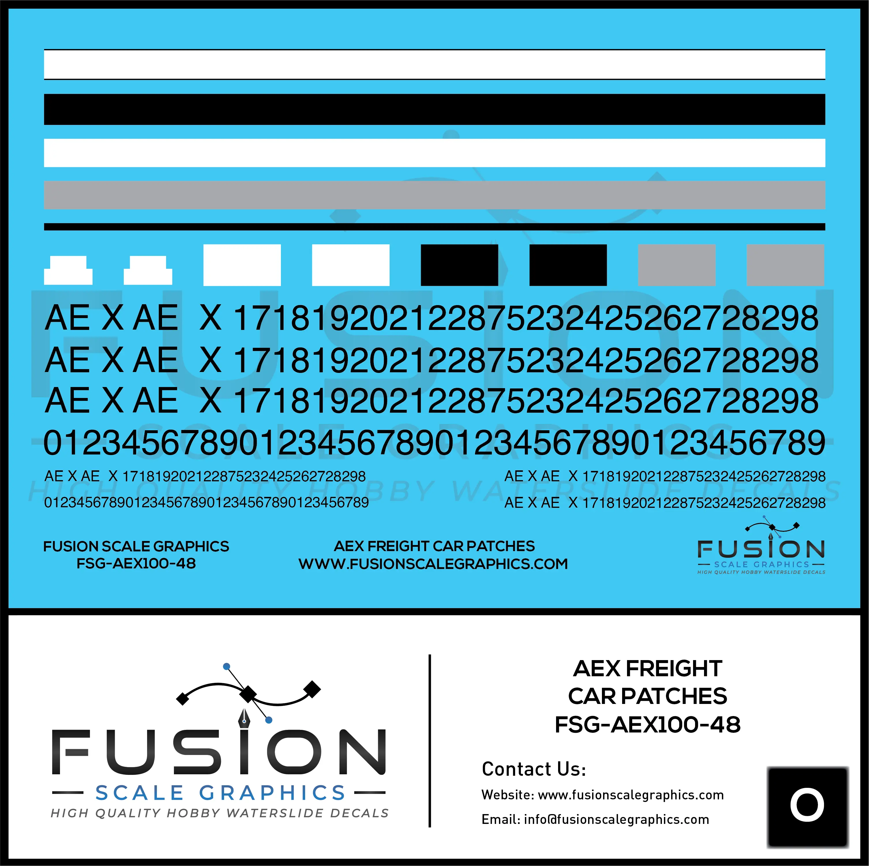 O Scale AEX 162 Series Covered Hopper Patch Decal Set Fusion Scale Graphics