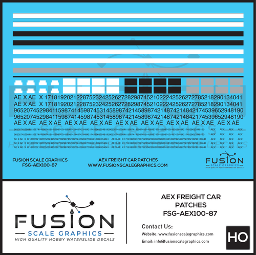 HO Scale AEX 162 Series Covered Hopper Patch Decal Set Fusion Scale Graphics