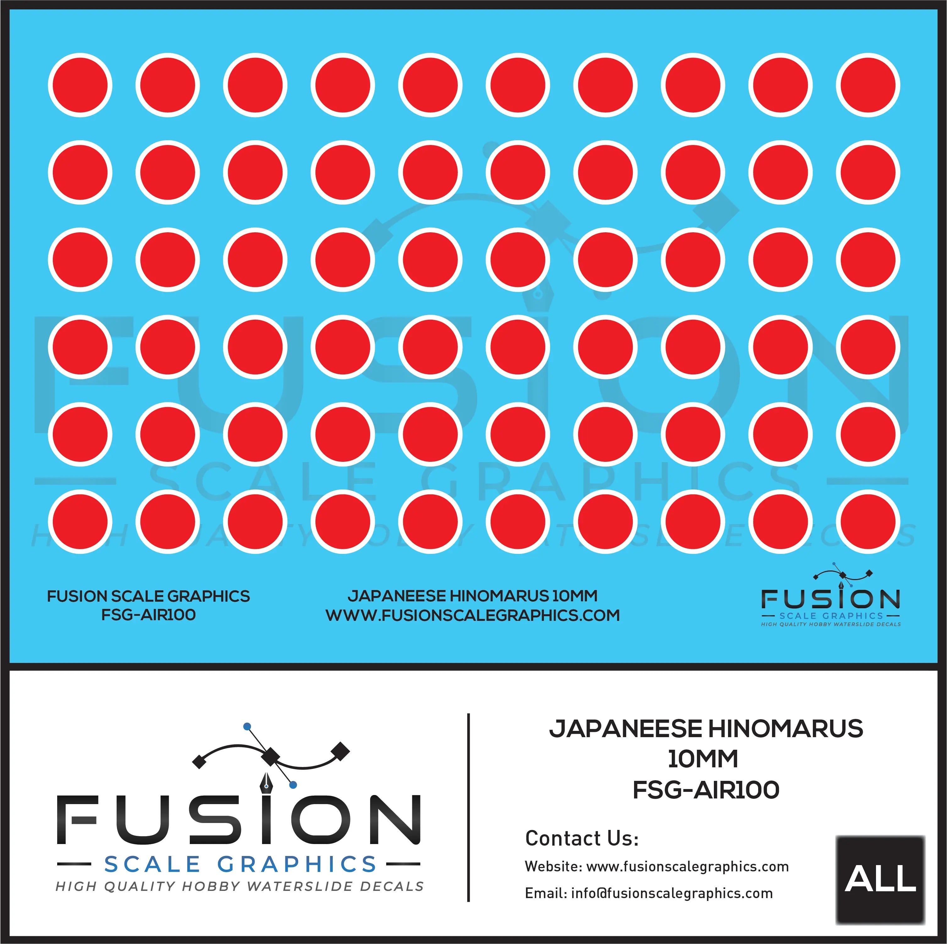 10MM Japanese Red Hinomaru Decal Set Fusion Scale Graphics