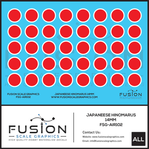 14MM Japanese Red Hinomaru Decal Set Fusion Scale Graphics