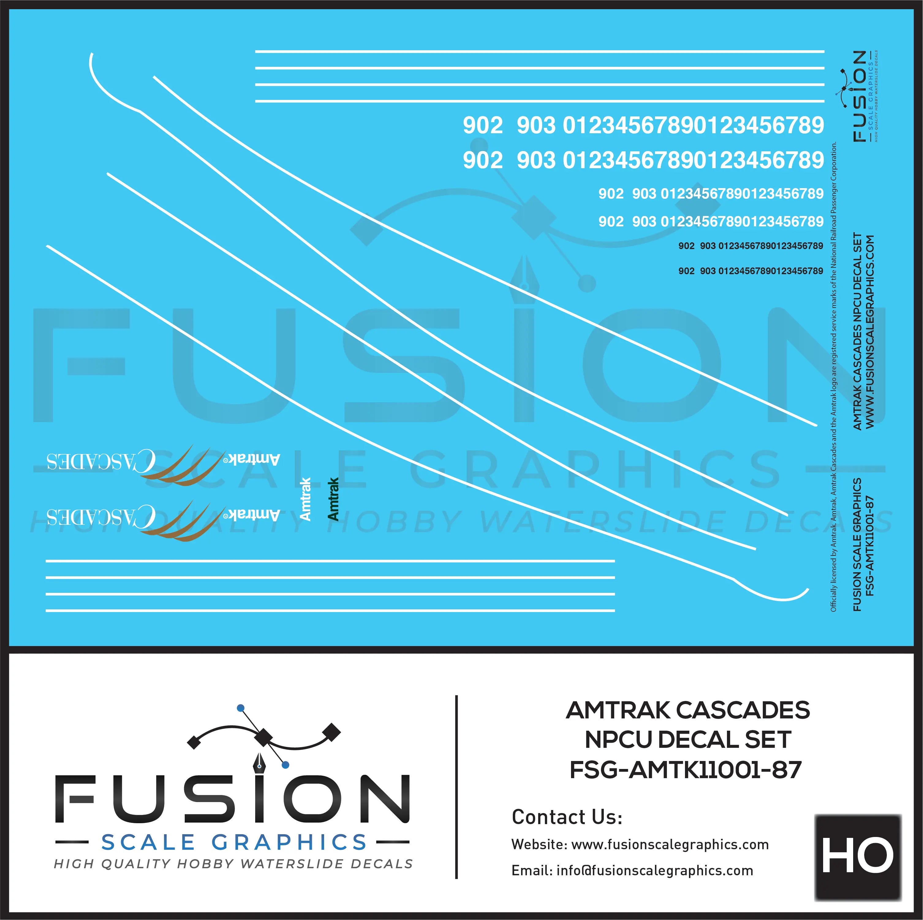 HO Scale Amtrak Cascades NPCU Decal Set - Front Range Hobbies