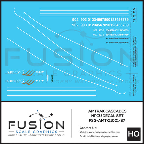 HO Scale Amtrak Cascades NPCU Decal Set - Front Range Hobbies