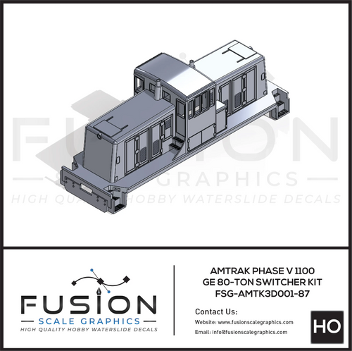 HO Scale Amtrak Phase V 1100 GE 80-Ton Switcher Kit Fusion Scale Graphics