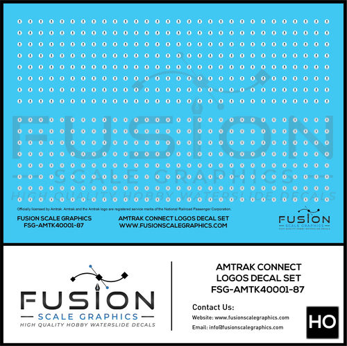 HO Scale Amtrak Connect / Amtrak Wifi Logos Decal Set Fusion Scale Graphics