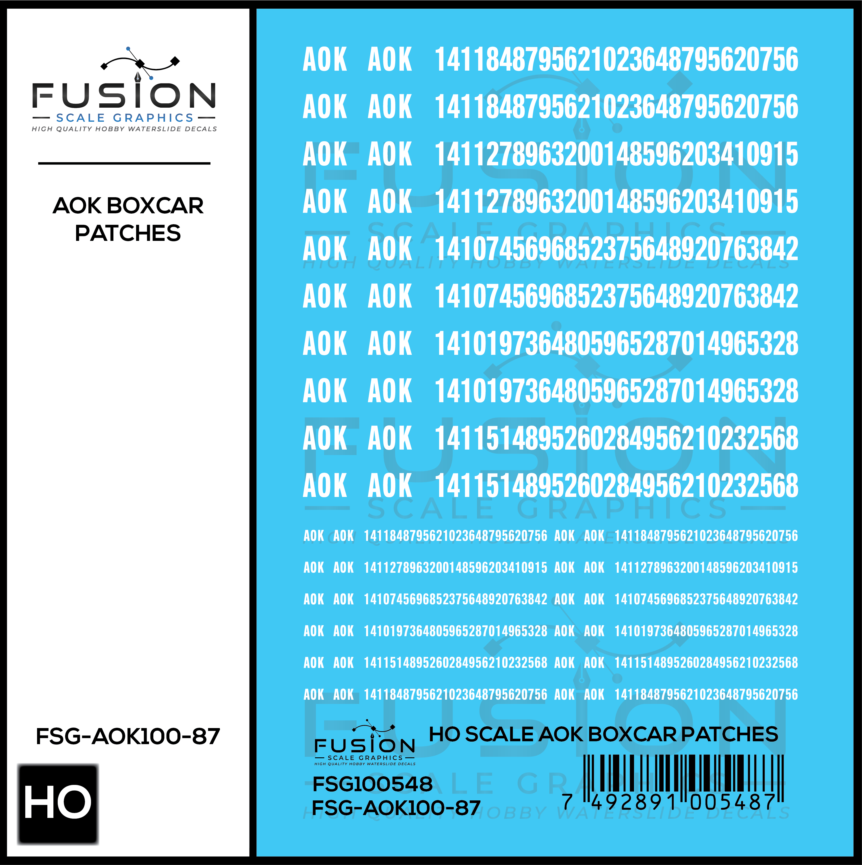 HO Scale AOK Boxcar Patches Decal Set