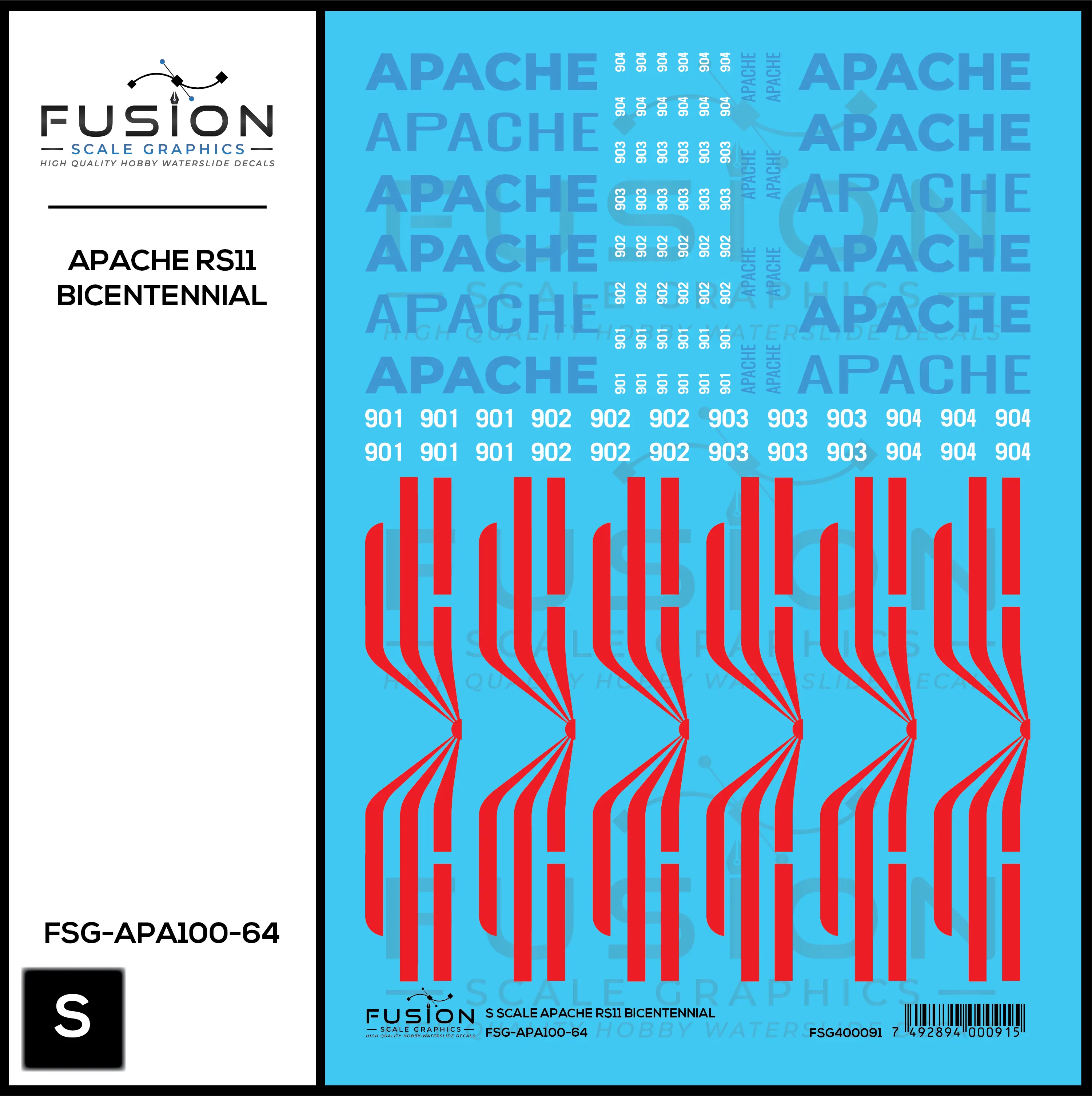 S Scale Apache Bicentennial RS11 Locomotive Decal Set Fusion Scale Graphics