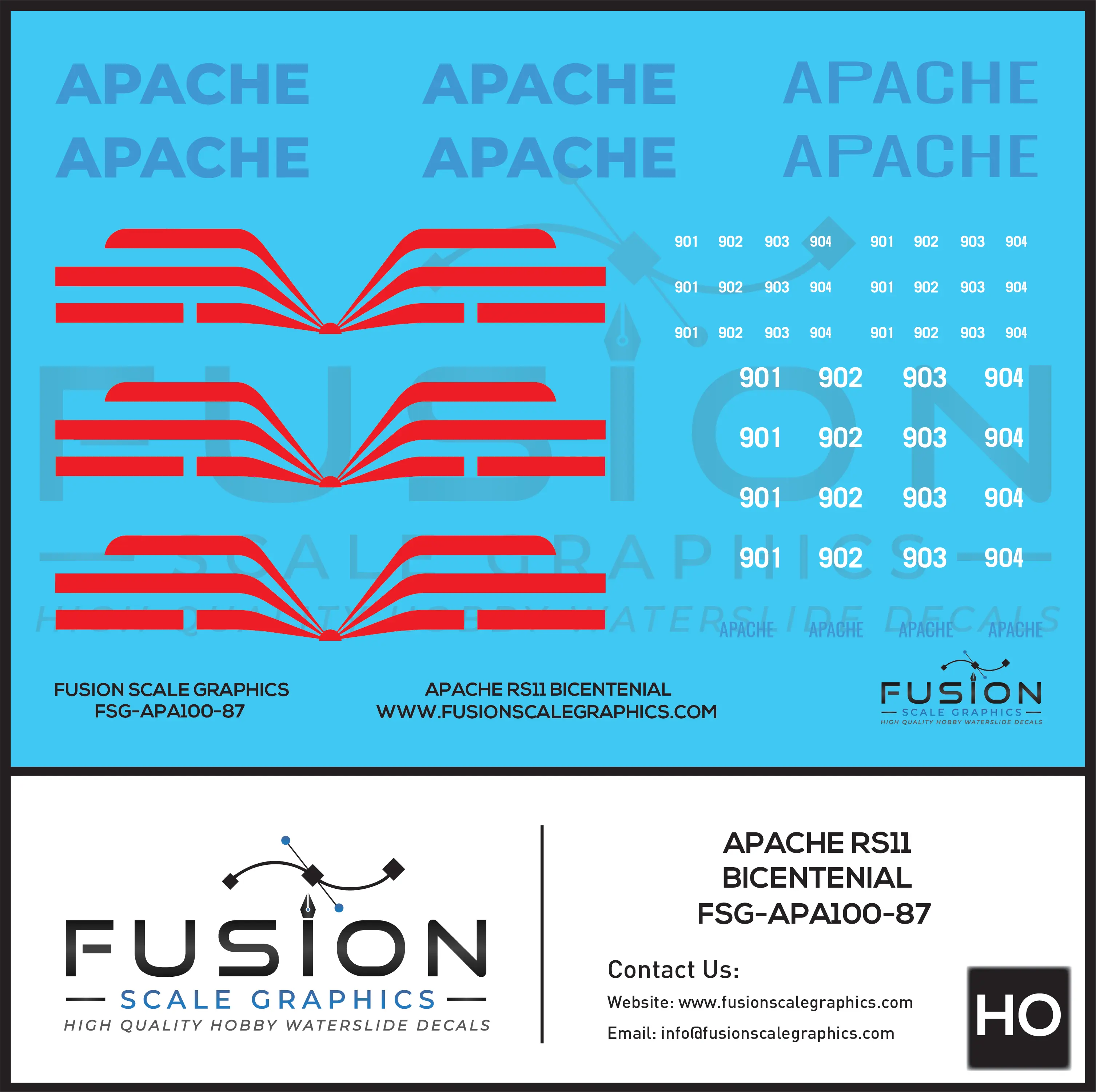 HO Scale Apache Alco RS11 Bicentenial Locomotives Decal Set Fusion Scale Graphics