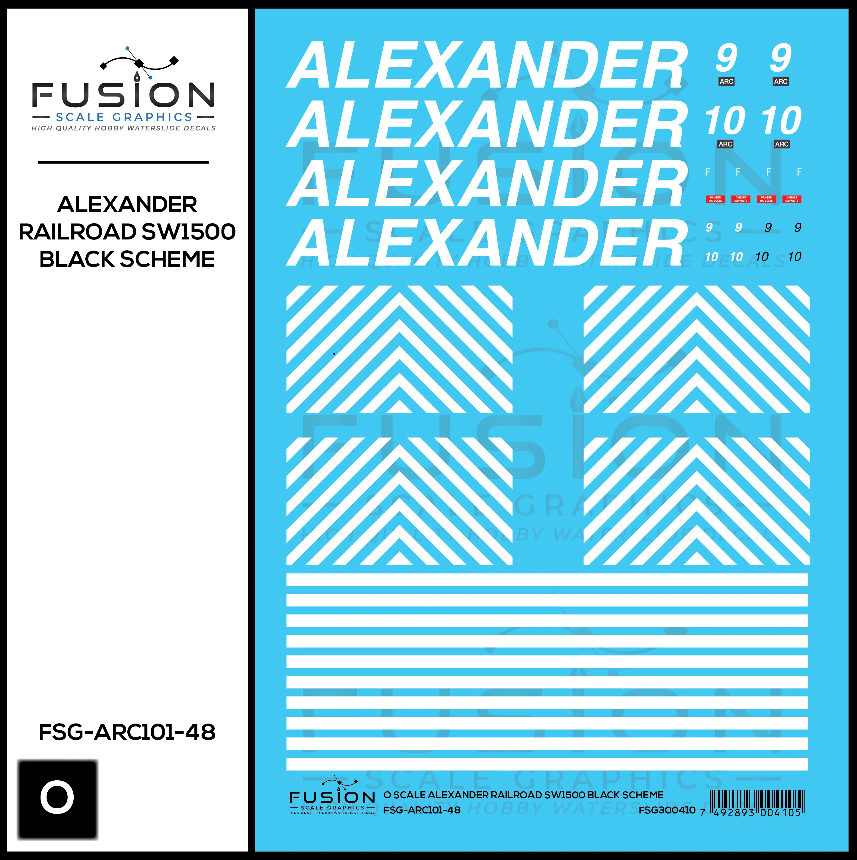 O Scale Alexander Railroad SW1500 Black Scheme Locomotive Decal Set Fusion Scale Graphics