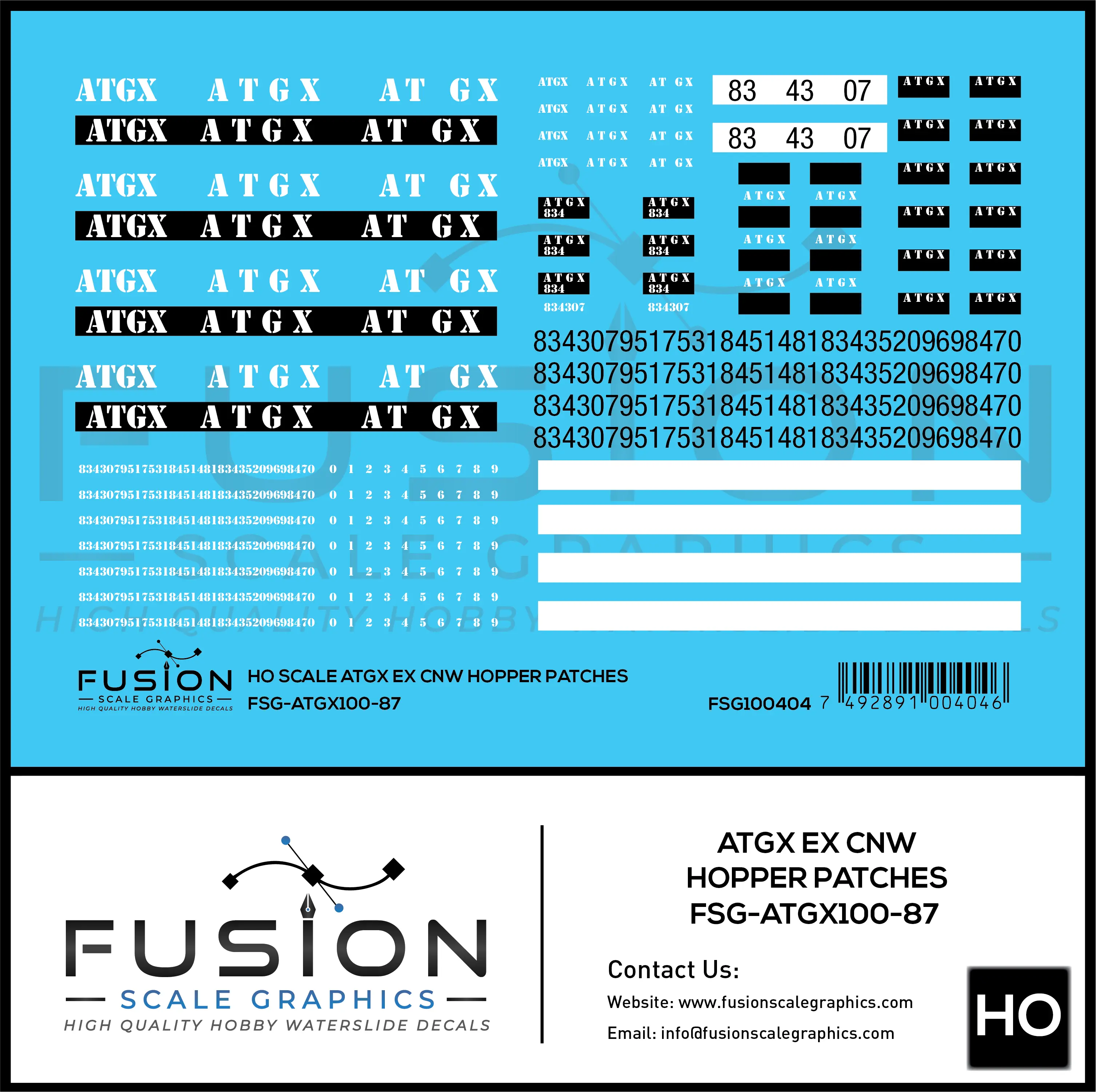 HO Scale ATGX Ex CNW Green Hopper Patching Decal Set Fusion Scale Graphics
