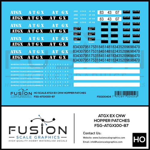 HO Scale ATGX Ex CNW Green Hopper Patching Decal Set Fusion Scale Graphics