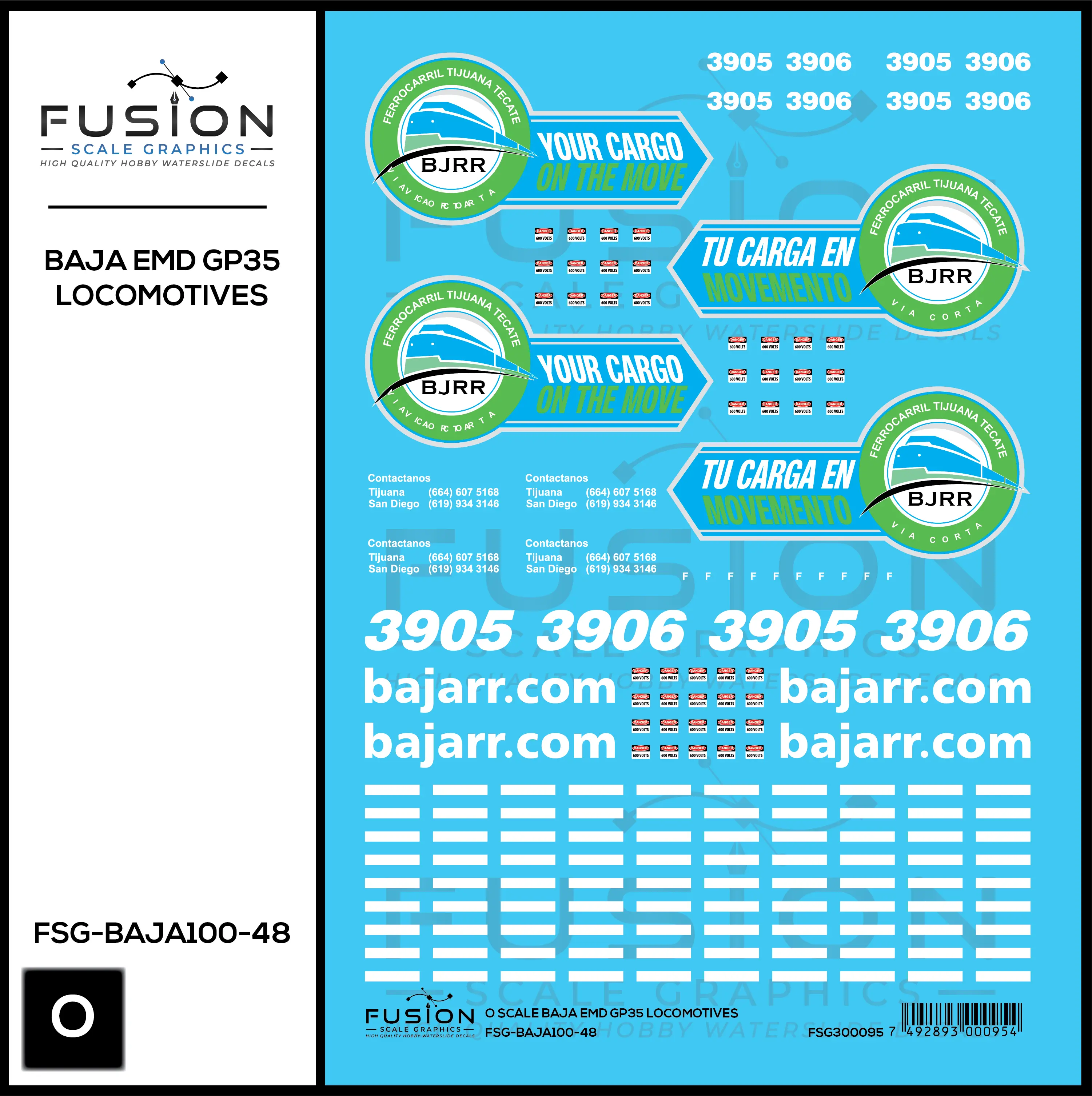 O Scale BAJA GP35 Locomotives Decal Set Fusion Scale Graphics