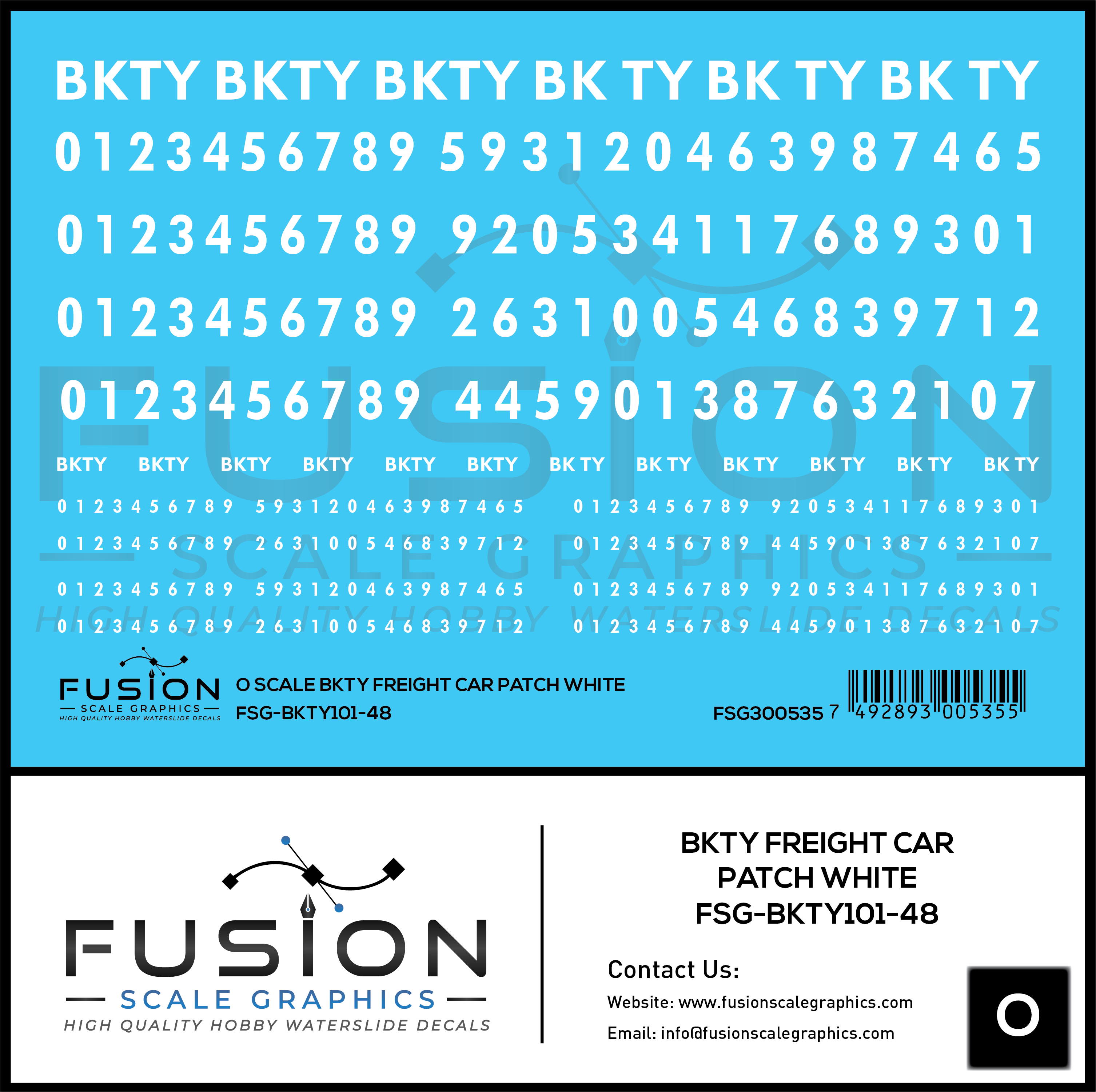 O Scale BKTY White Freight Car Patches Decal Set