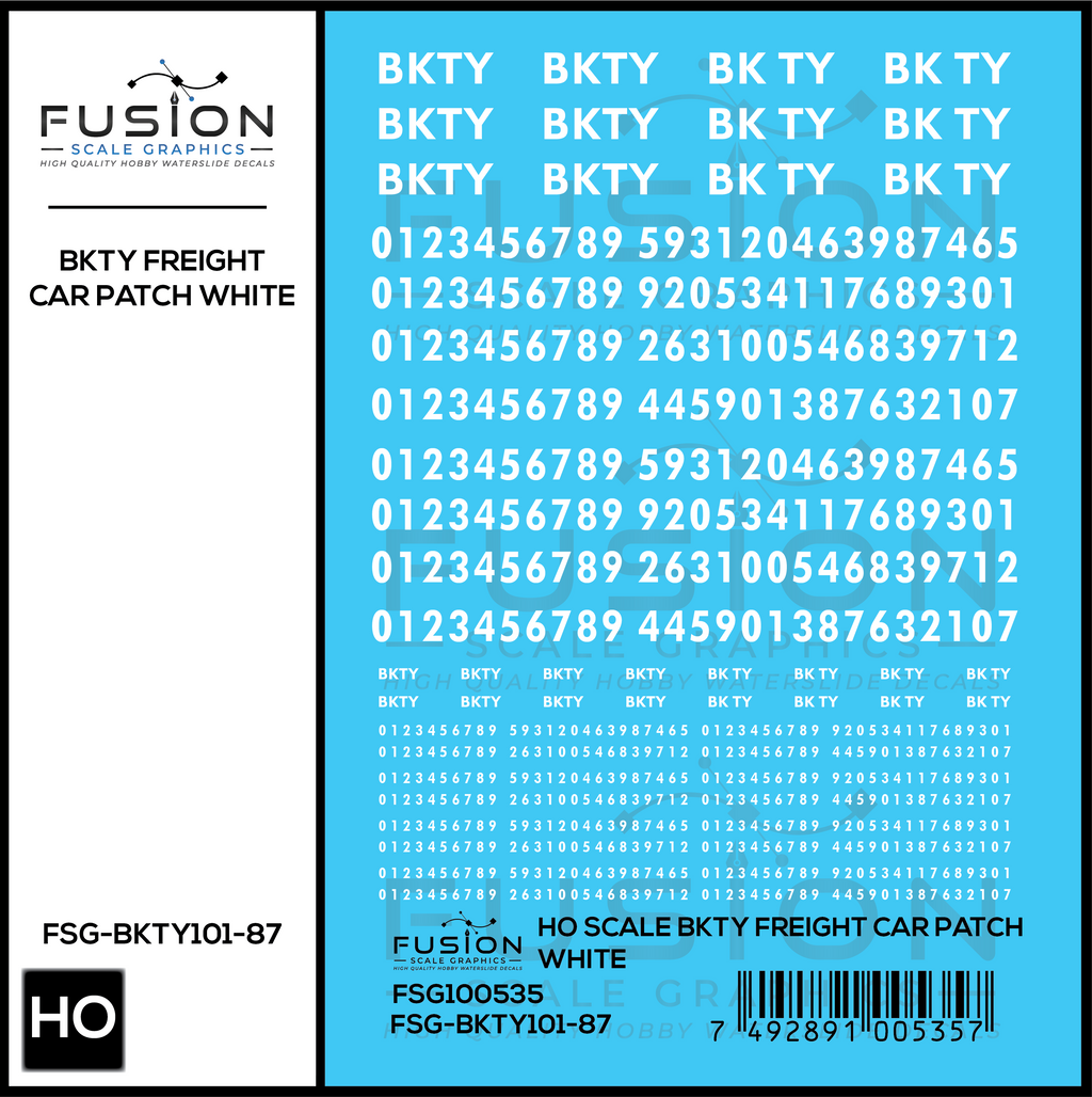 HO Scale BKTY White Freight Car Patches Decal Set