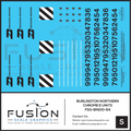 S Scale Burlington Northern Chrome E8 E9 Locomotive Decal Set Fusion Scale Graphics