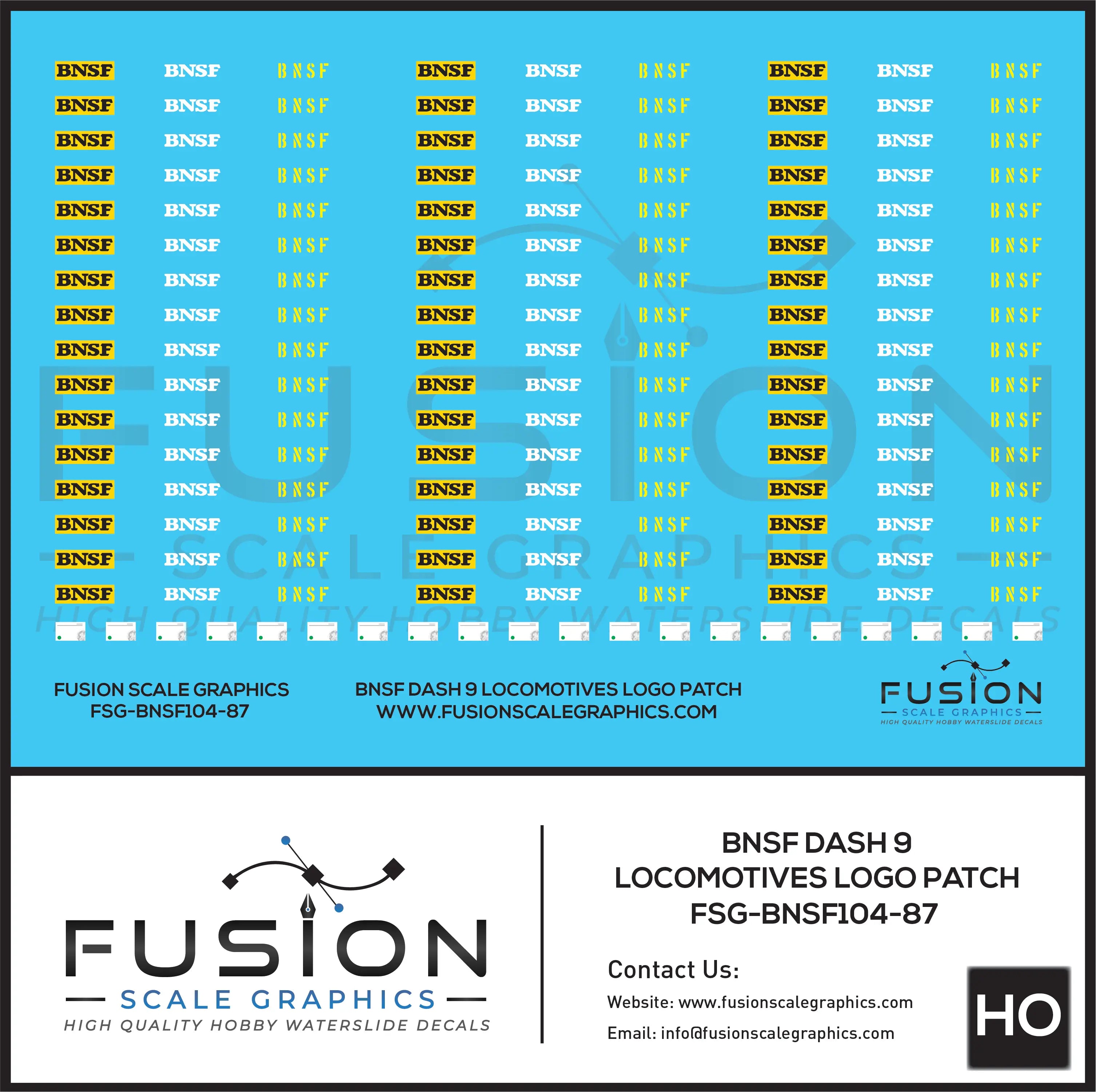 HO Scale BNSF Dash 9 Locomotive Cab Patch Decal Set - Front Range Hobbies