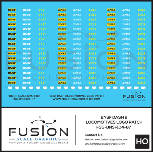 HO Scale BNSF Dash 9 Locomotive Cab Patch Decal Set - Front Range Hobbies