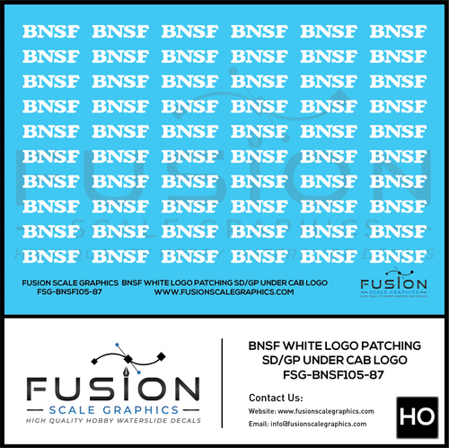 HO Scale BNSF White Logo Patches for SD/GP Locomotives Decal Set Fusion Scale Graphics