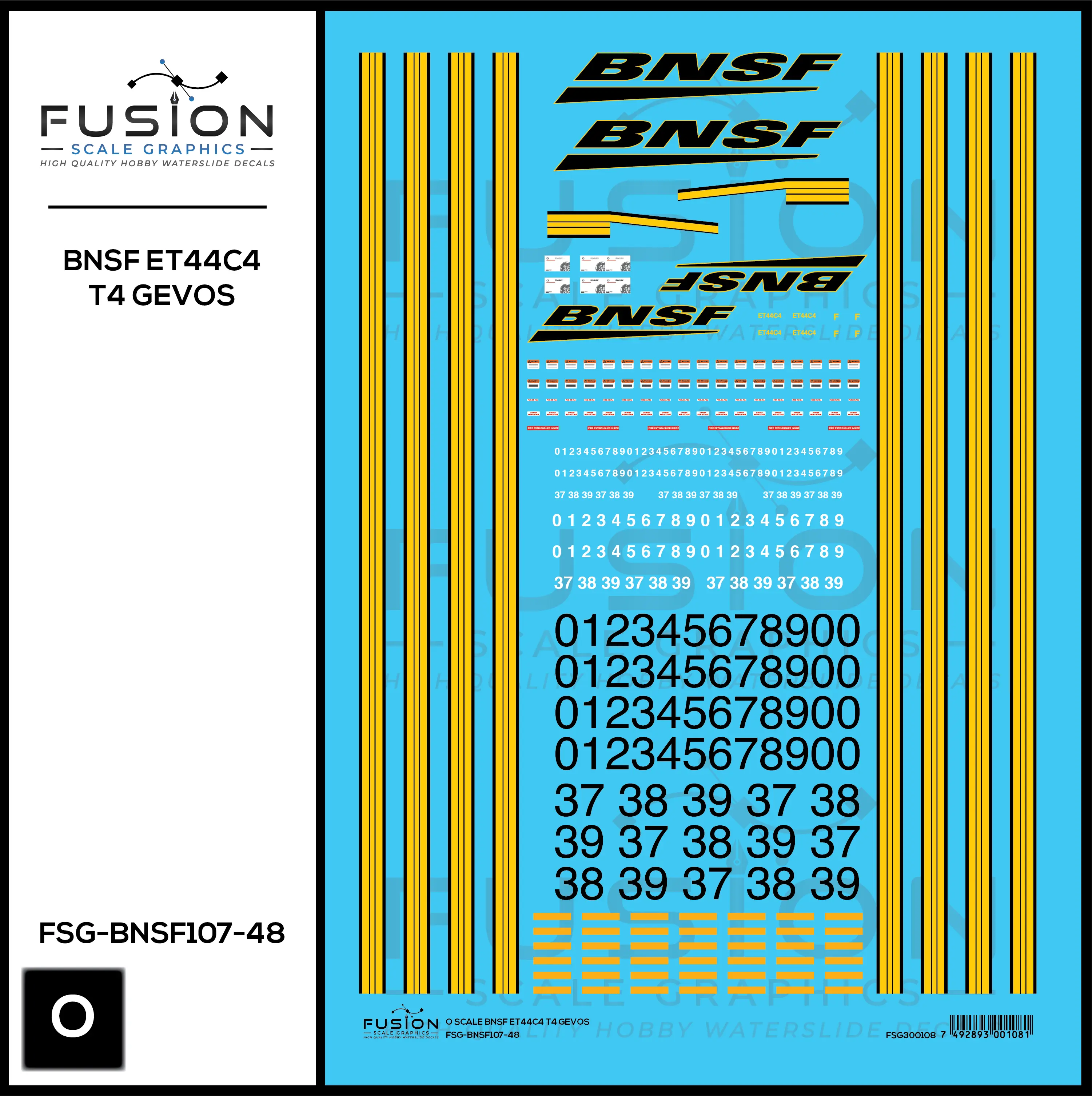 O Scale BNSF Railway GE ET44C4 Tier 4 GEVO Locomotives Decal Set Fusion Scale Graphics