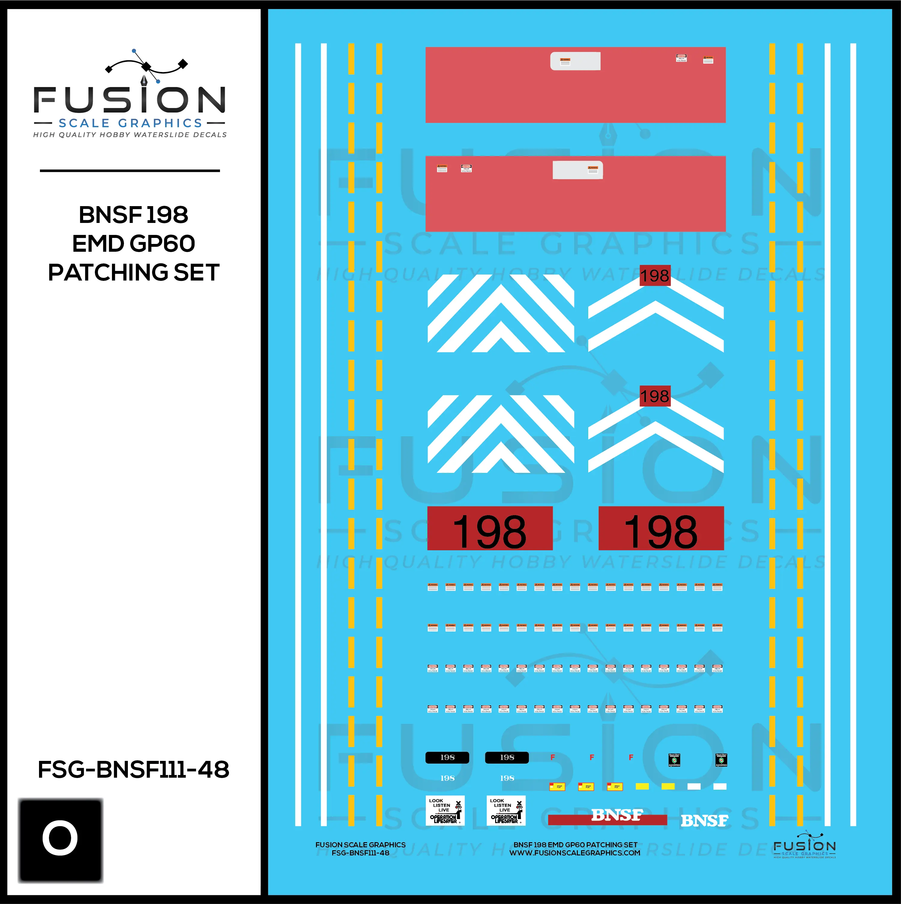 O Scale BNSF EMD GP60 ex Vermont Locomotive Decal Set Fusion Scale Graphics