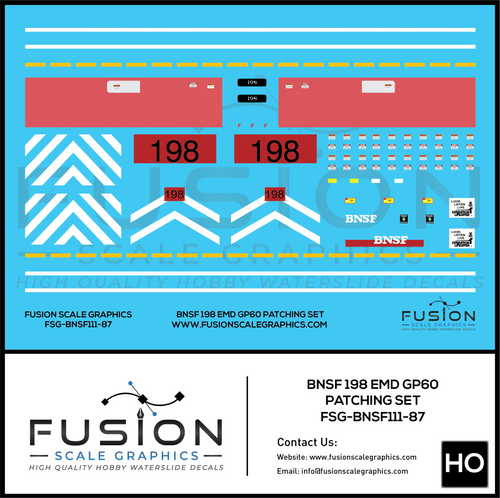 HO Scale BNSF EMD GP60 ex Vermont Locomotive Decal Set Fusion Scale Graphics