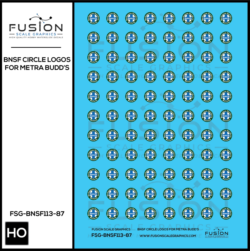 HO Scale BNSF Circle Logos For Metra ex Burlington Budd Cars Fusion Scale Graphics