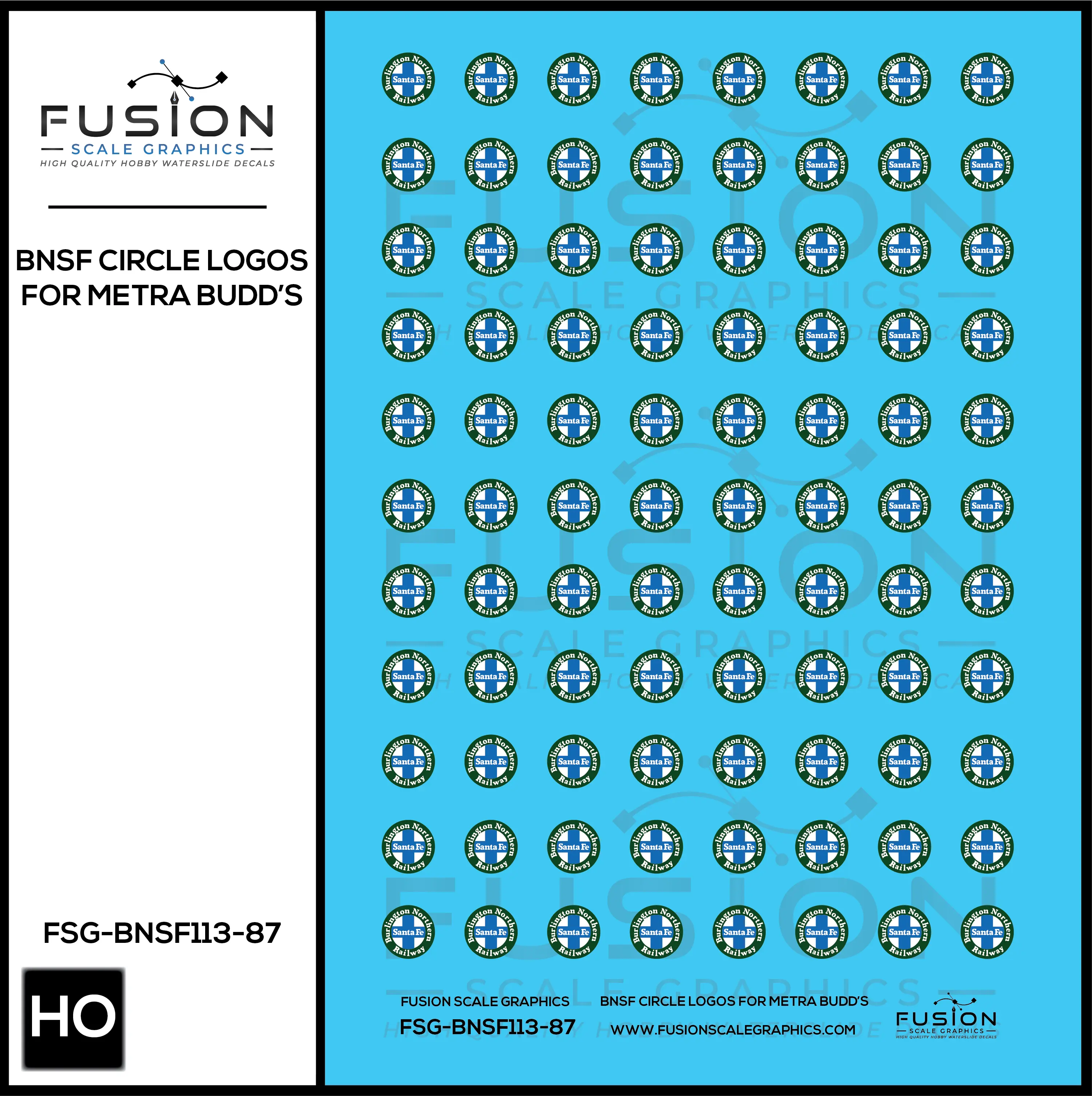 HO Scale BNSF Circle Logos For Metra ex Burlington Budd Cars Fusion Scale Graphics