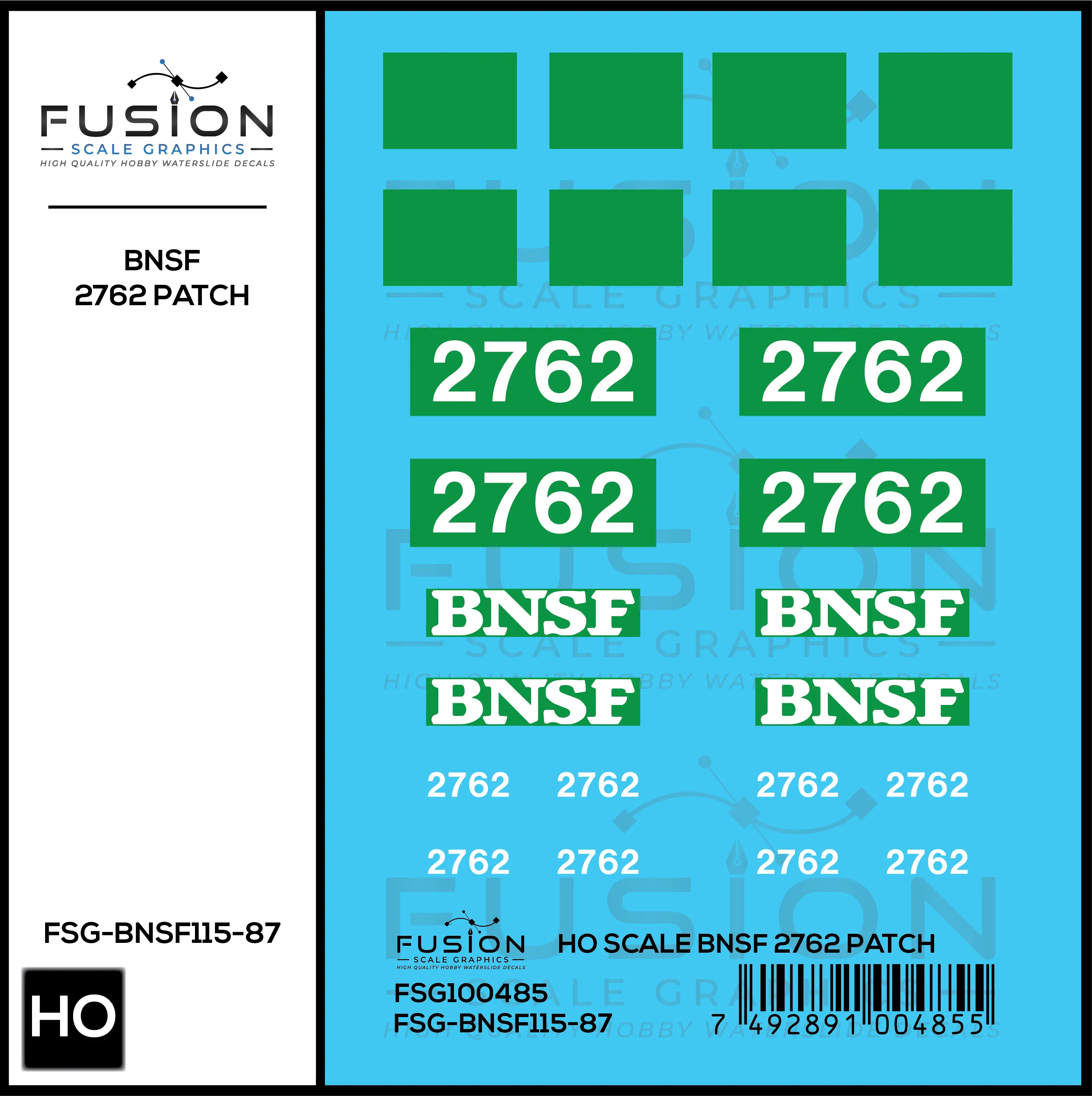 HO Scale BNSF 2762 Patch Decal Set Fusion Scale Graphics
