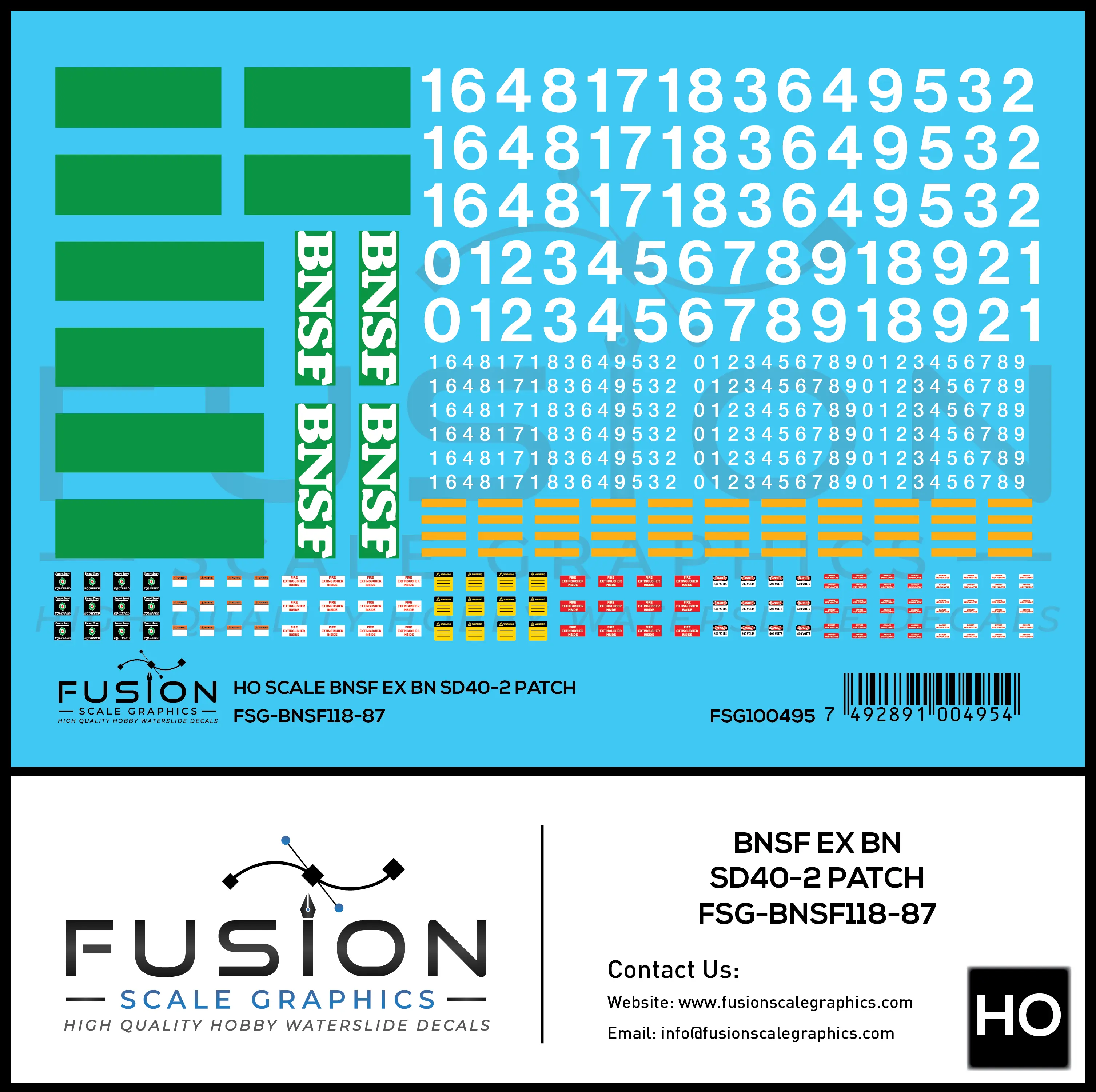 HO Scale BNSF Ex BN EMD SD40-2 Locomotive Patching Decal Set - Front Range Hobbies