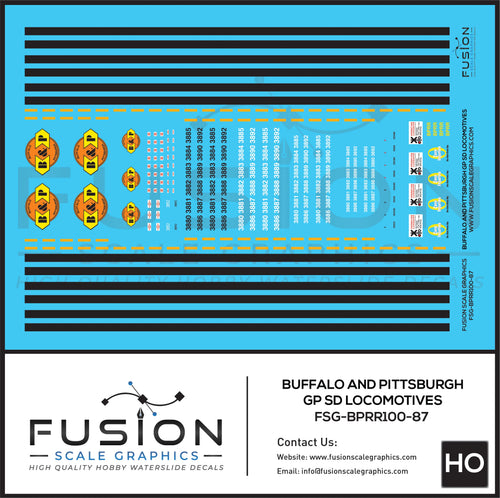 HO Scale Buffalo and Pittsburgh EMD SD60I SD60M Locomotives Decal Set Fusion Scale Graphics