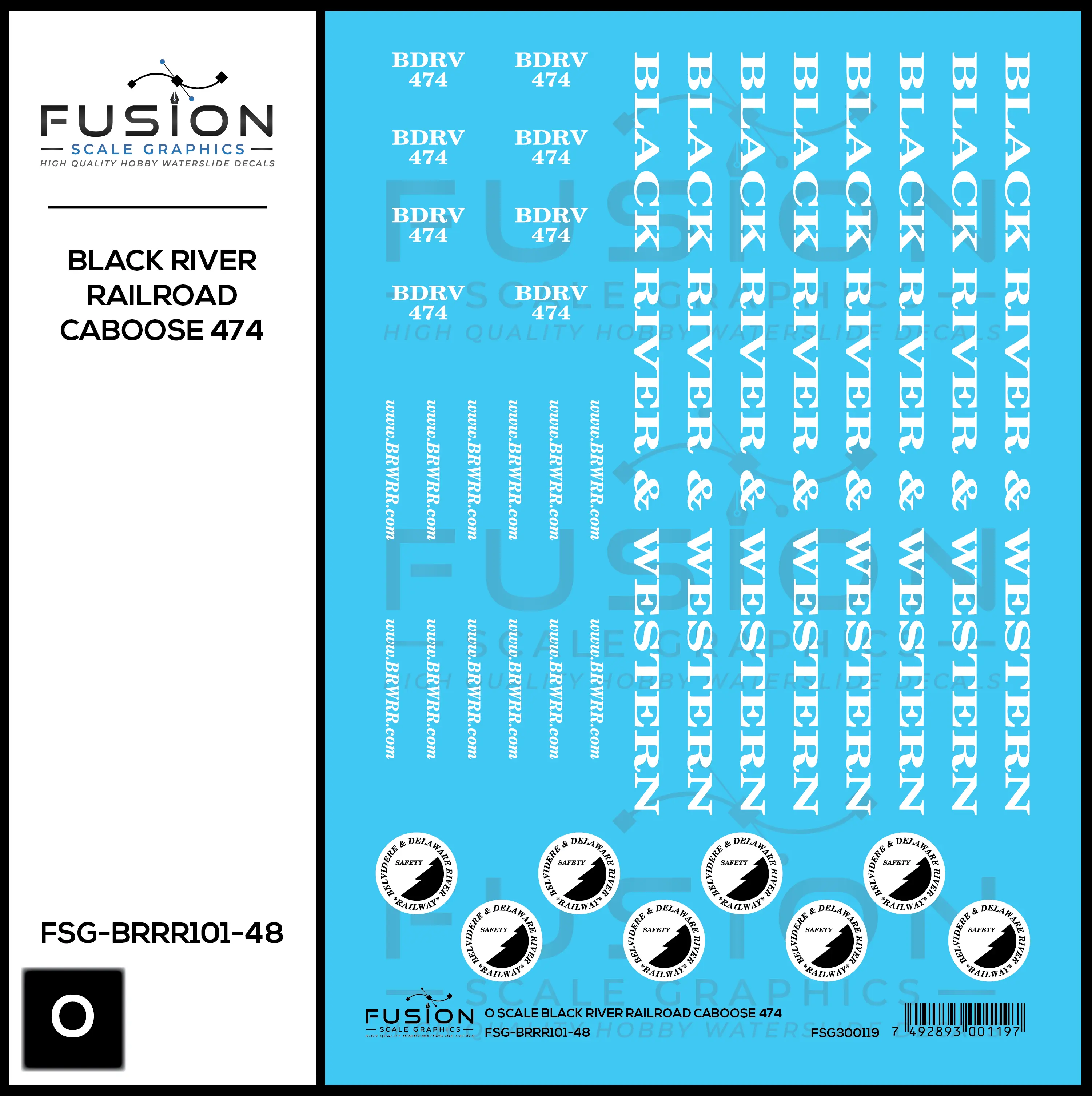 O Scale Black River Railroad Caboose 474 Decal Set Fusion Scale Graphics