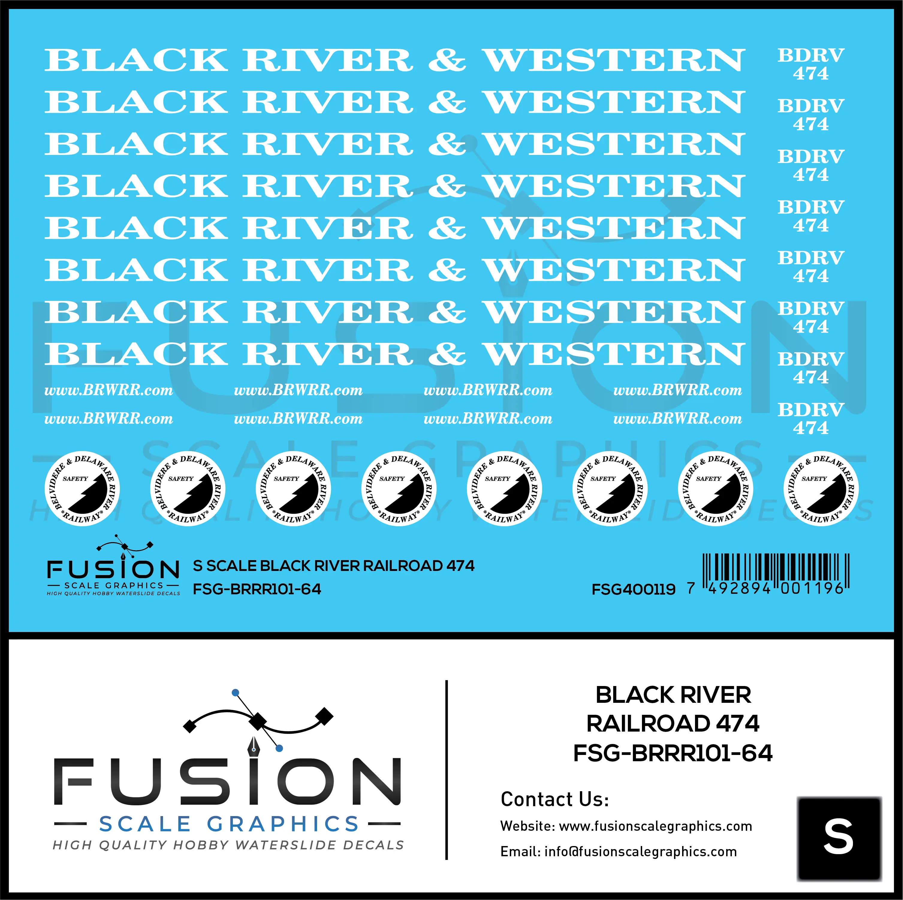 S Scale Black River Railroad Caboose 474 Decal Set Fusion Scale Graphics