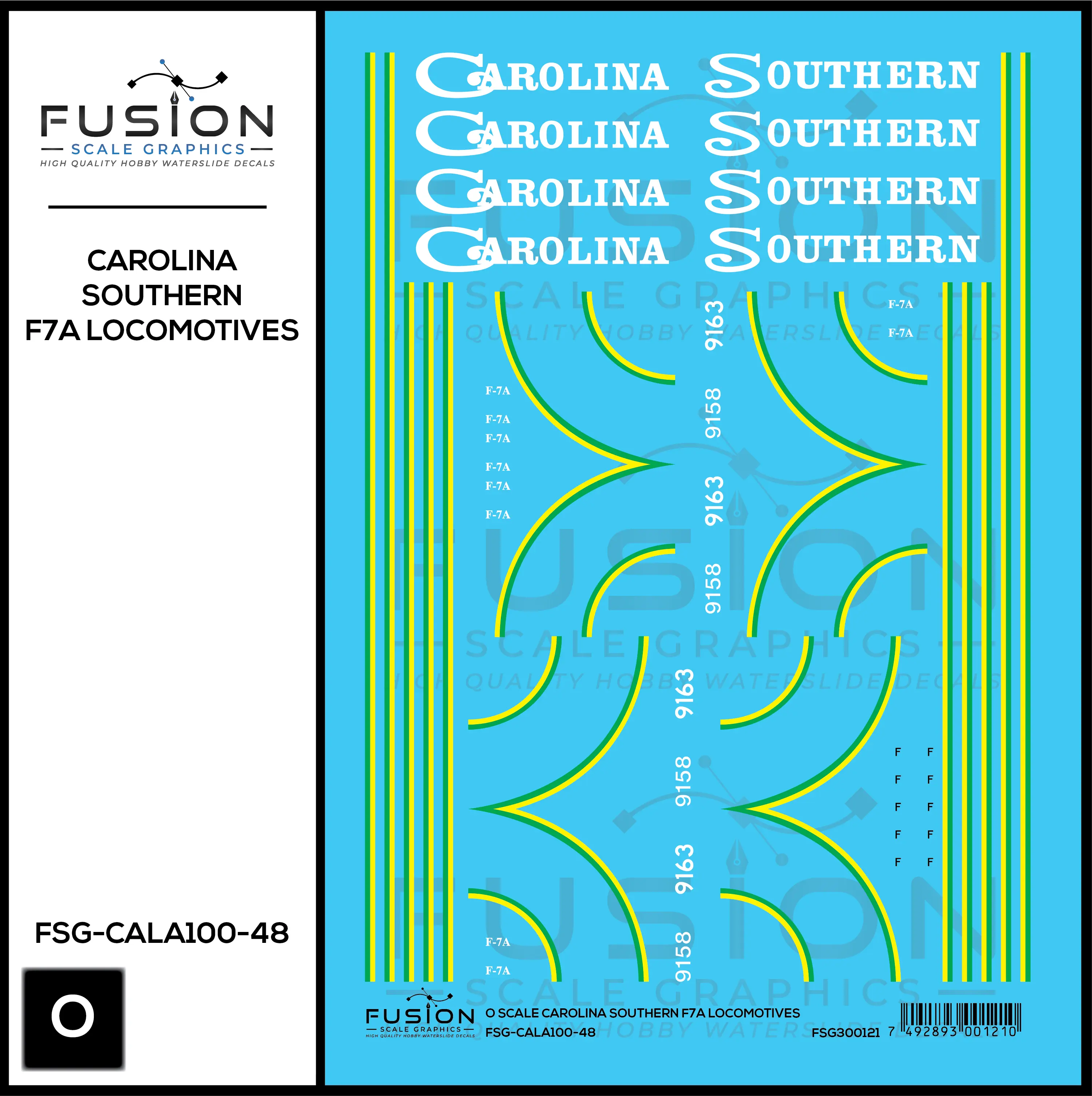 O Scale Carolina Southern EMD F7 Locomotives Decal Set Fusion Scale Graphics