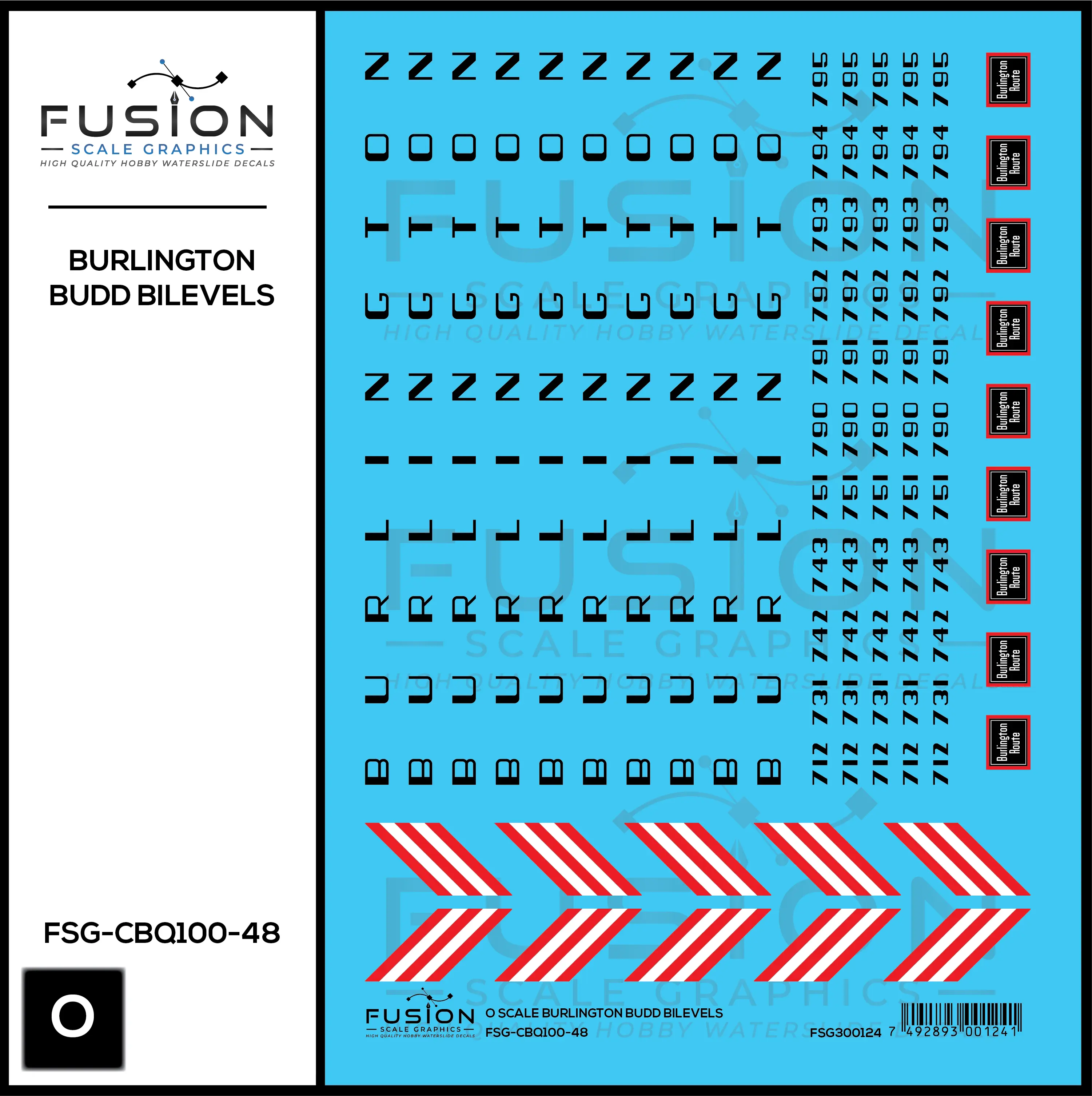 O Scale CBQ Burlington Budd BiLevels Decal Set - Front Range Hobbies