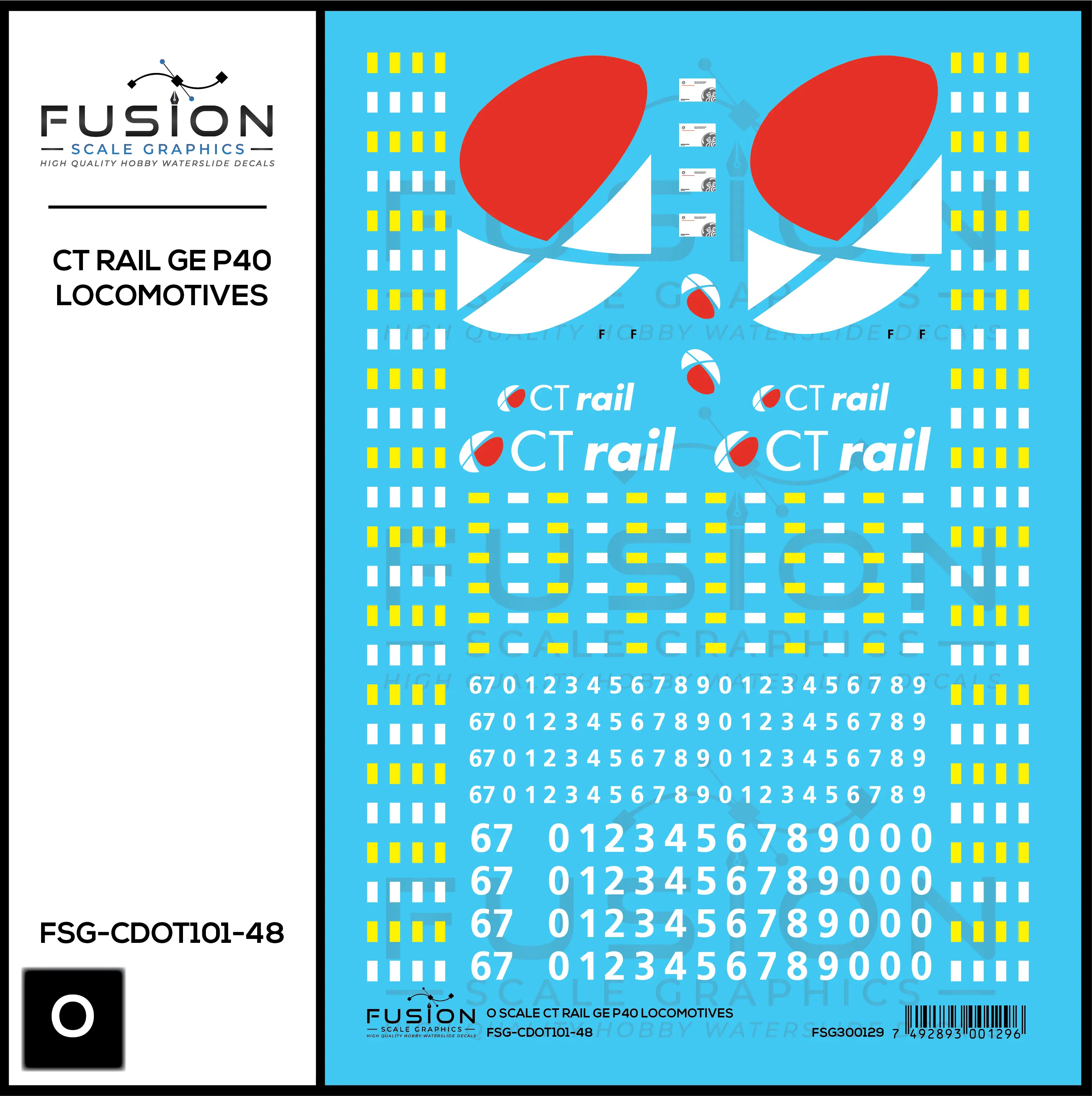 O Scale CT Rail GE P40DC Locomotive Decal Set Fusion Scale Graphics