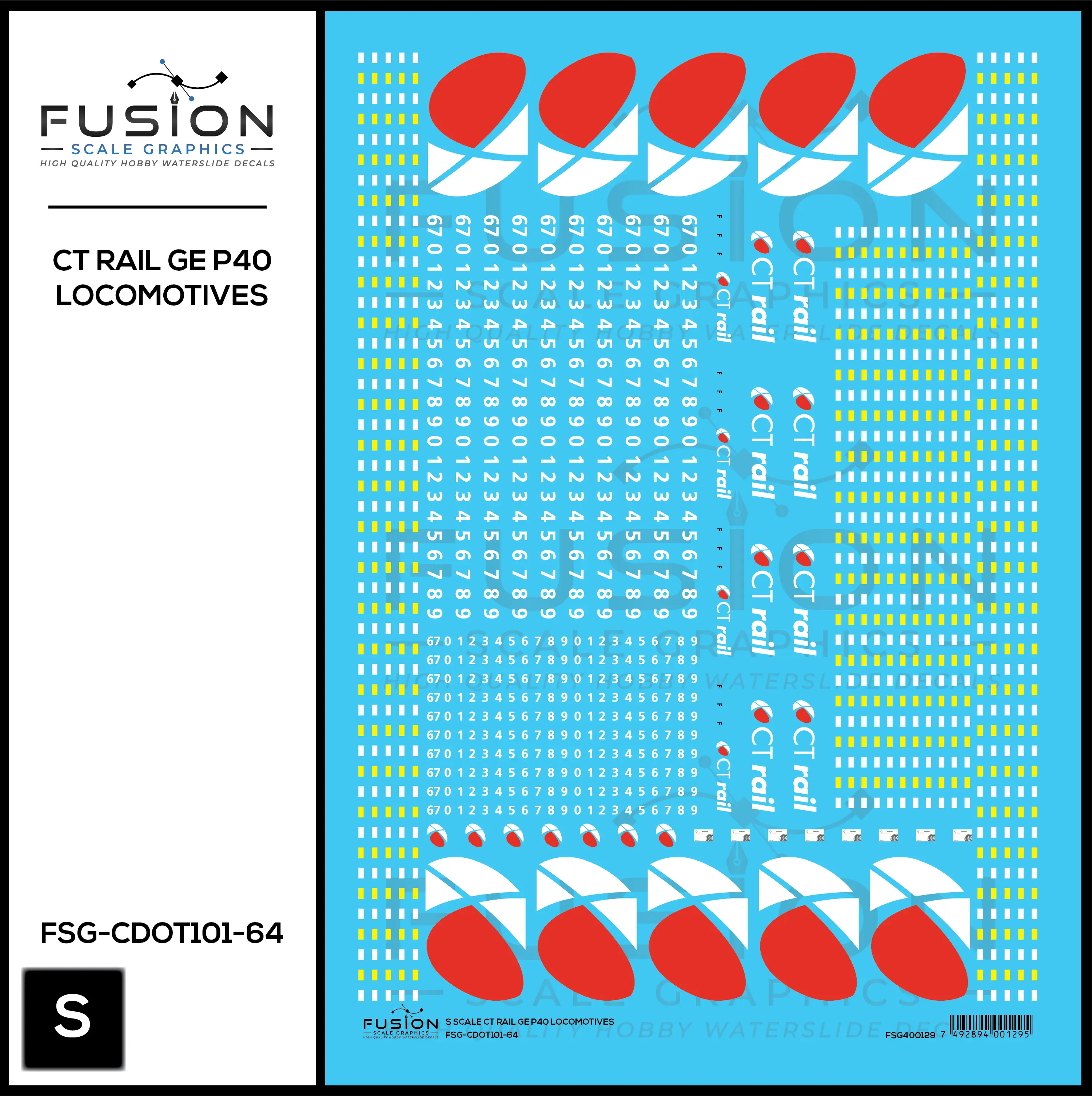 S Scale CT Rail GE P40DC Locomotive Decal Set Fusion Scale Graphics