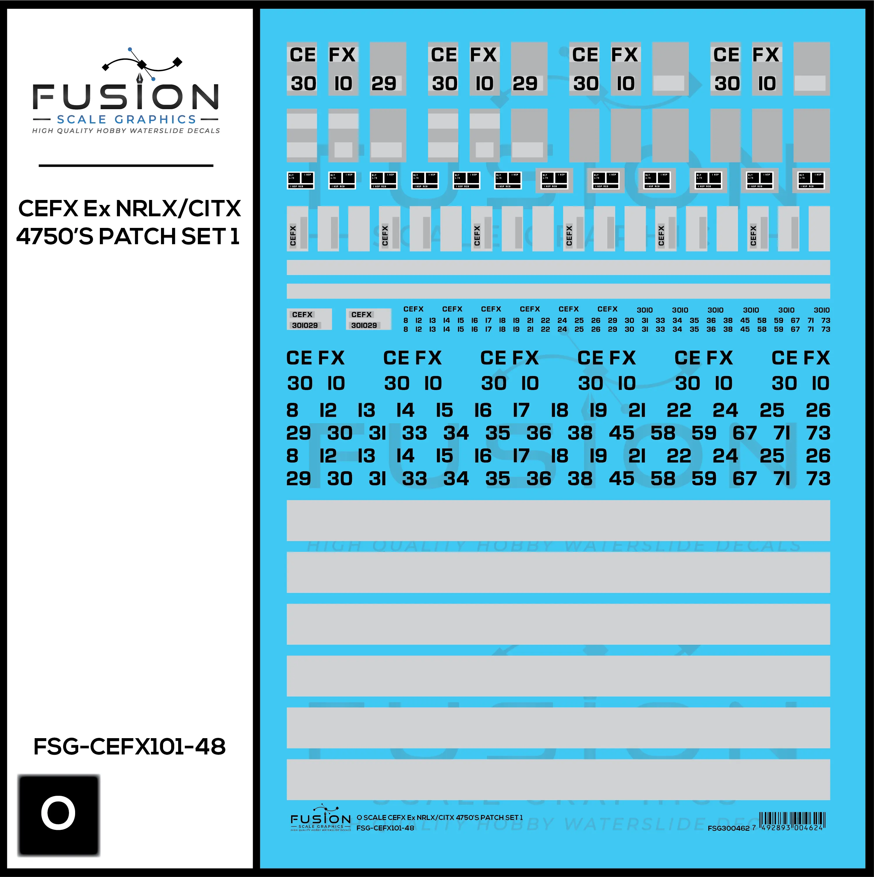 O Scale CEFX Ex NRLX/CITX Foster Farms 4750 Hoppers Patching Decal Set Fusion Scale Graphics