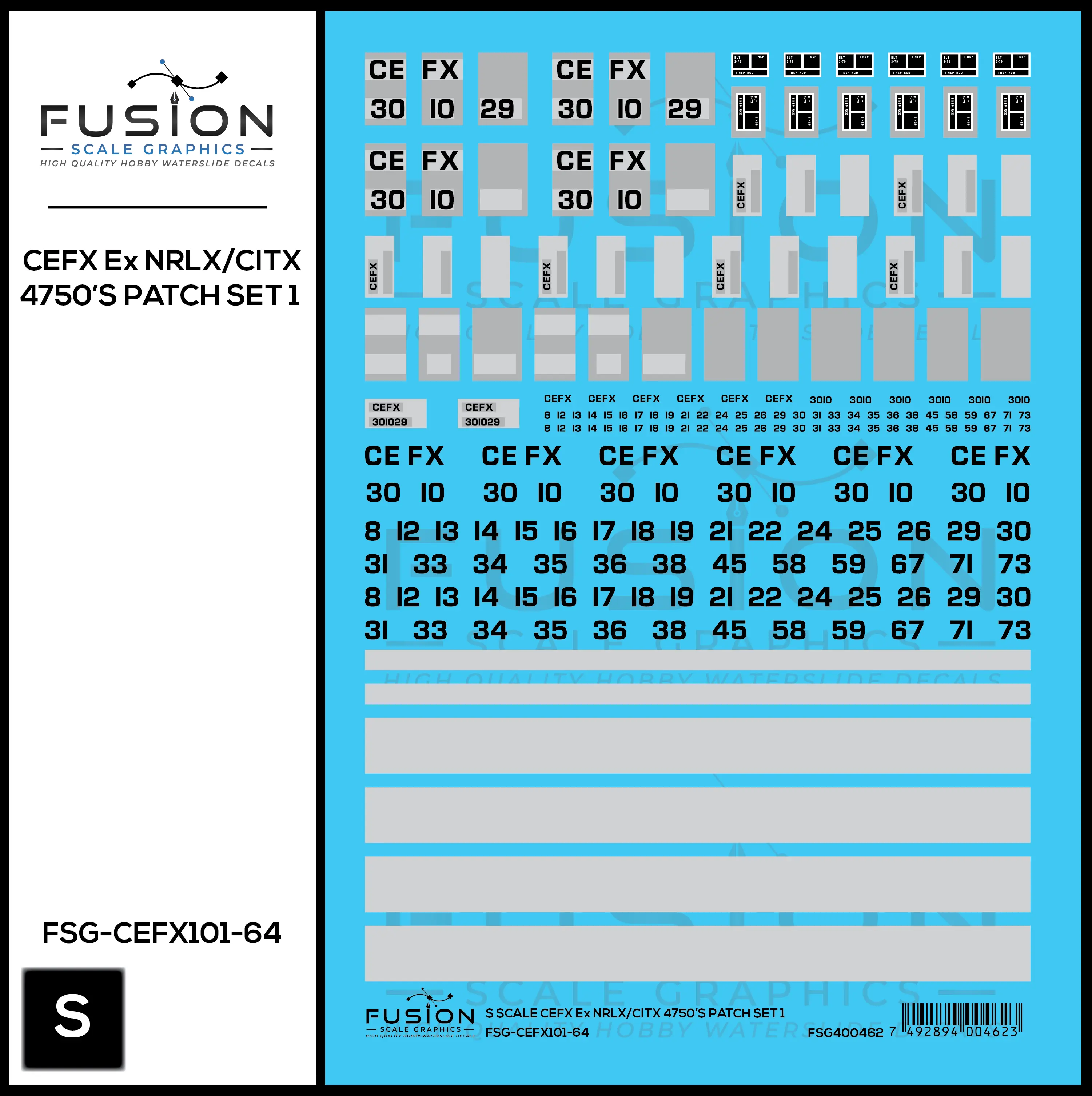 S Scale CEFX Ex NRLX/CITX Foster Farms 4750 Hoppers Patching Decal Set Fusion Scale Graphics