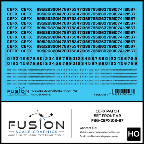 HO Scale CEFX Font V2 Patching Decal Set Fusion Scale Graphics