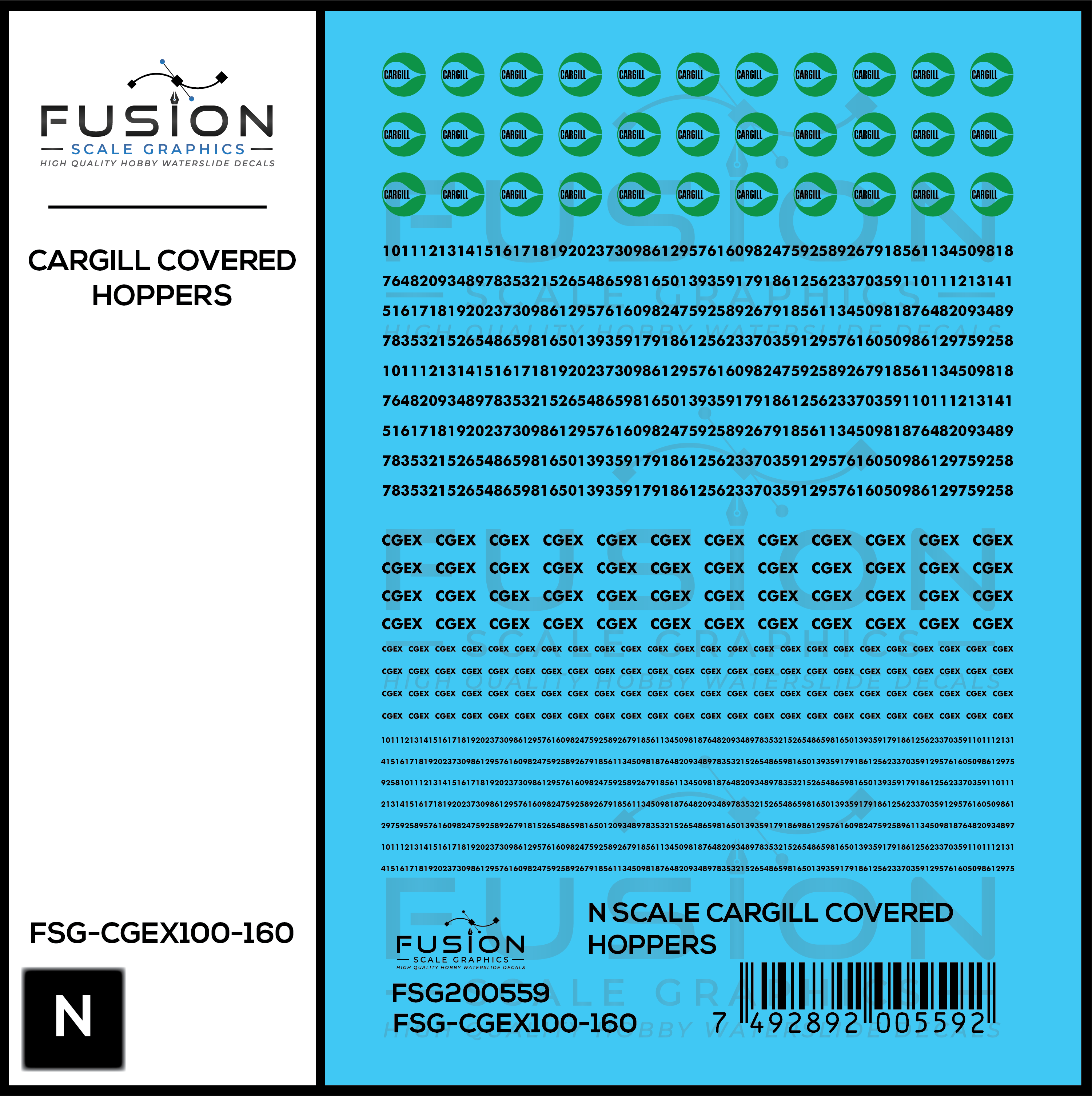 N Scale Cargill Covered Hopper Patch Decal Set