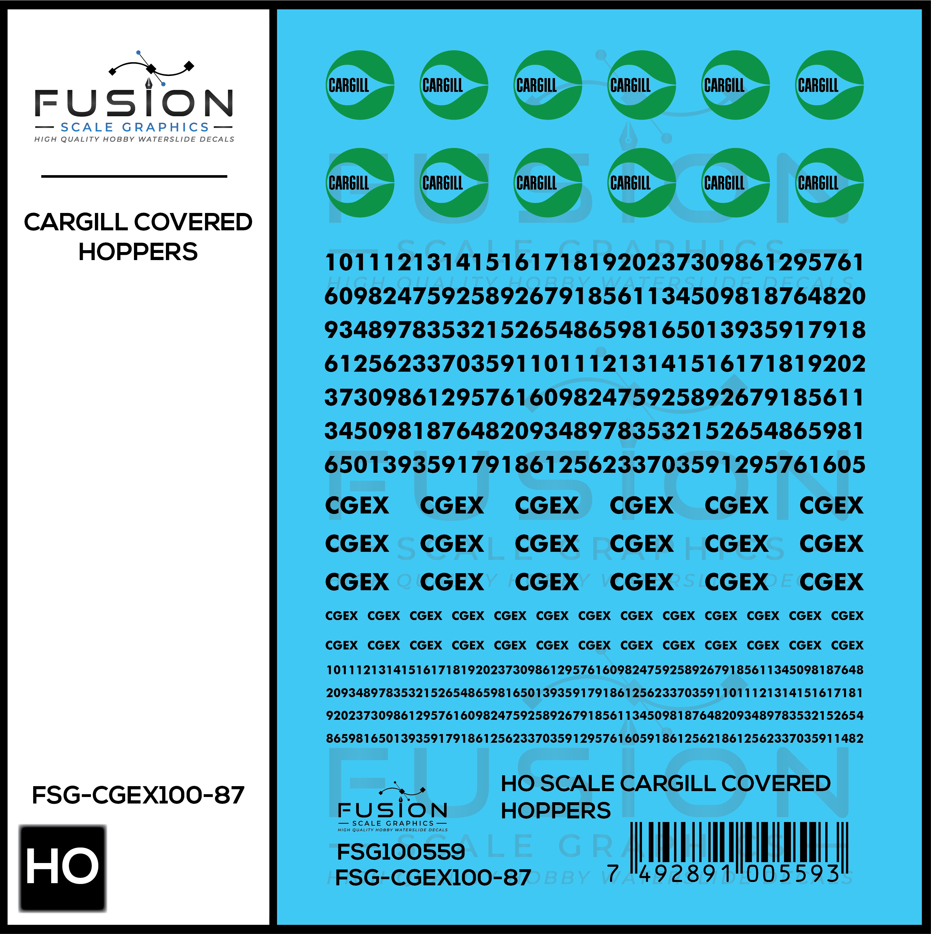 HO Scale Cargill Covered Hopper Patch Decal Set