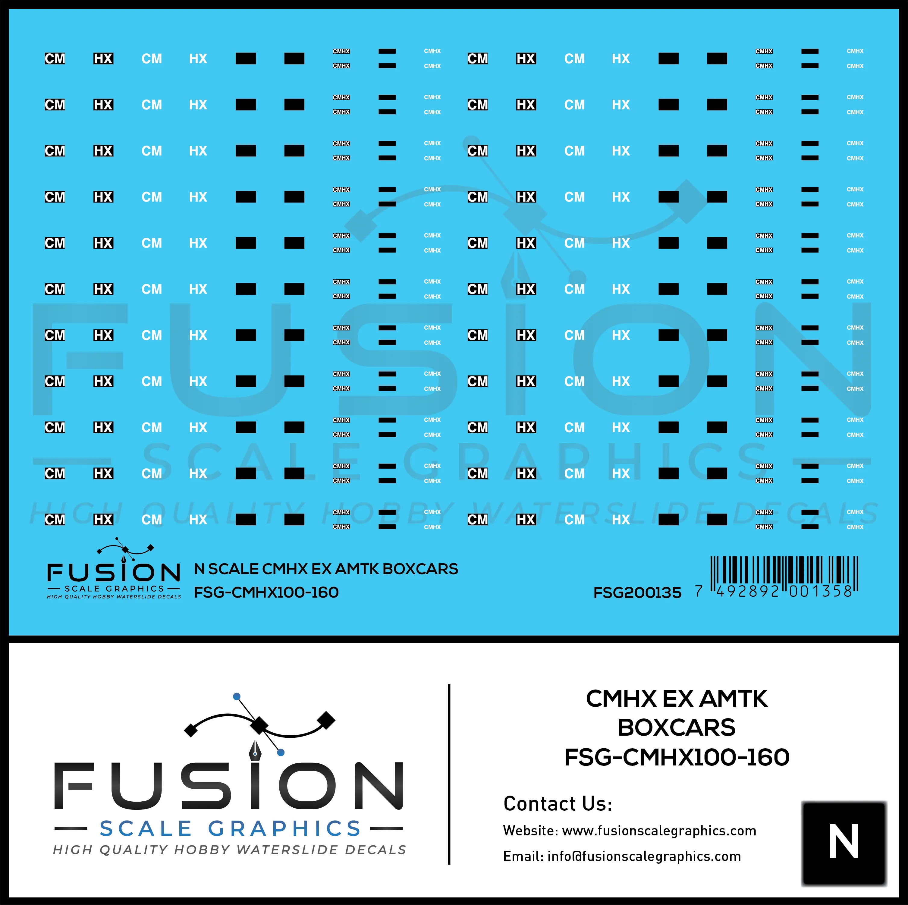 N Scale CMHX Ex AMTK Boxcars Decal Set Fusion Scale Graphics