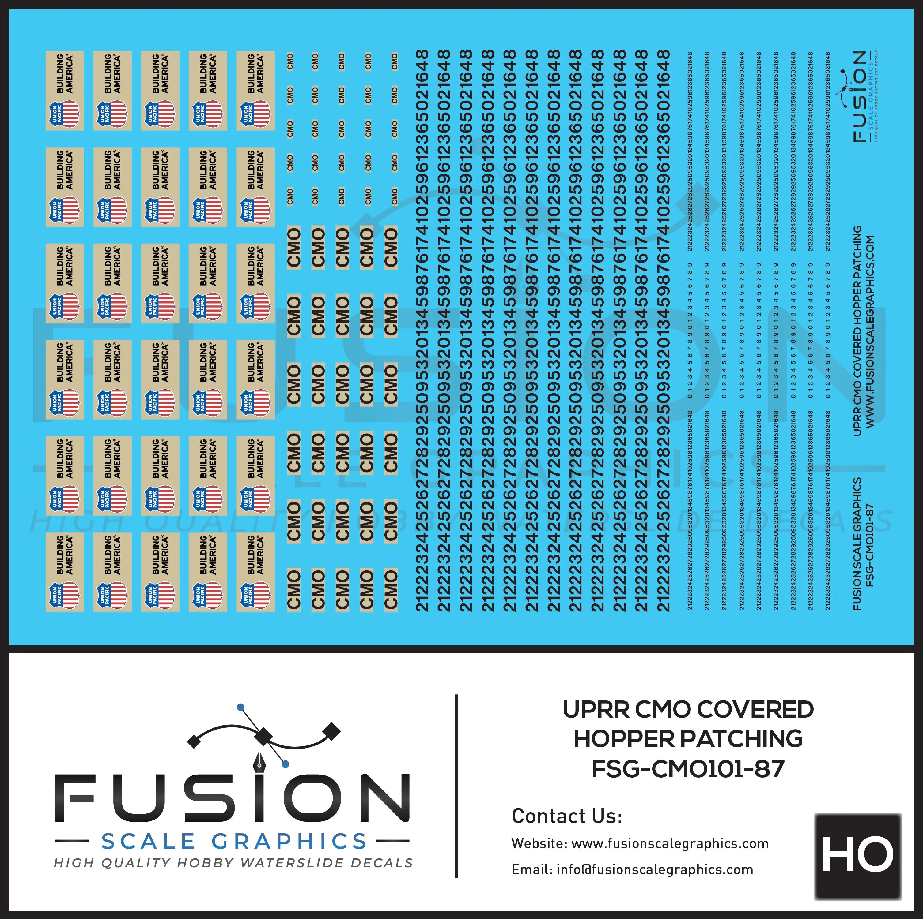 HO Scale Union Pacific CMO Covered Hopper Patching Decal Set Fusion Scale Graphics