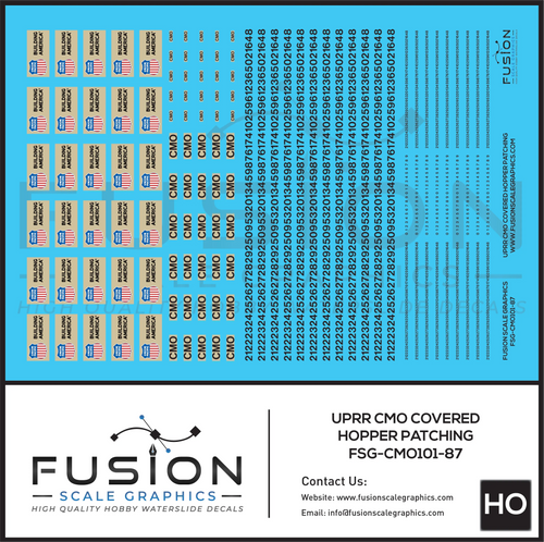 HO Scale Union Pacific CMO Covered Hopper Patching Decal Set Fusion Scale Graphics