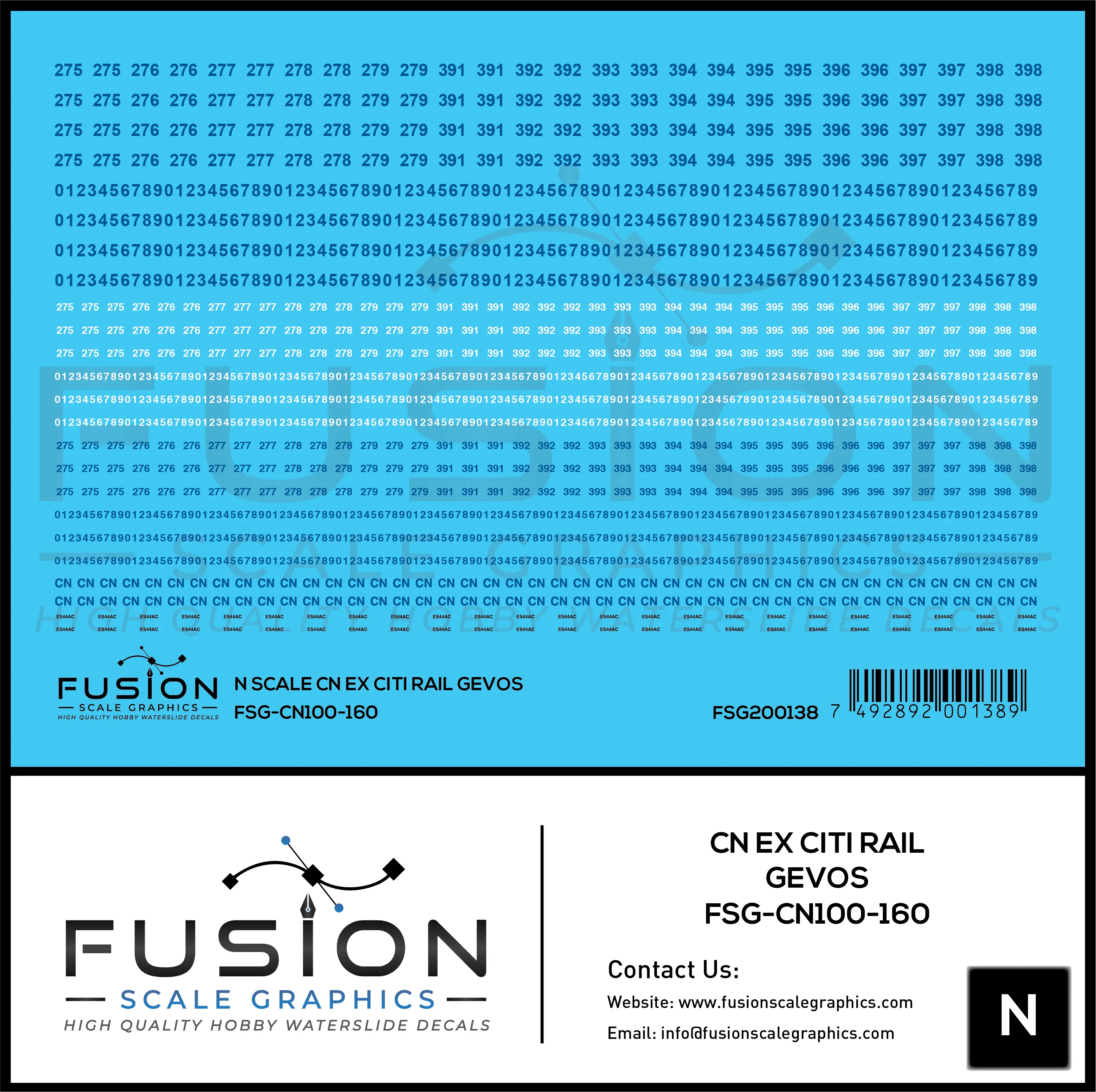 N Scale CN Ex Citi Rail Gevos Locomotive Decal Set Fusion Scale Graphics