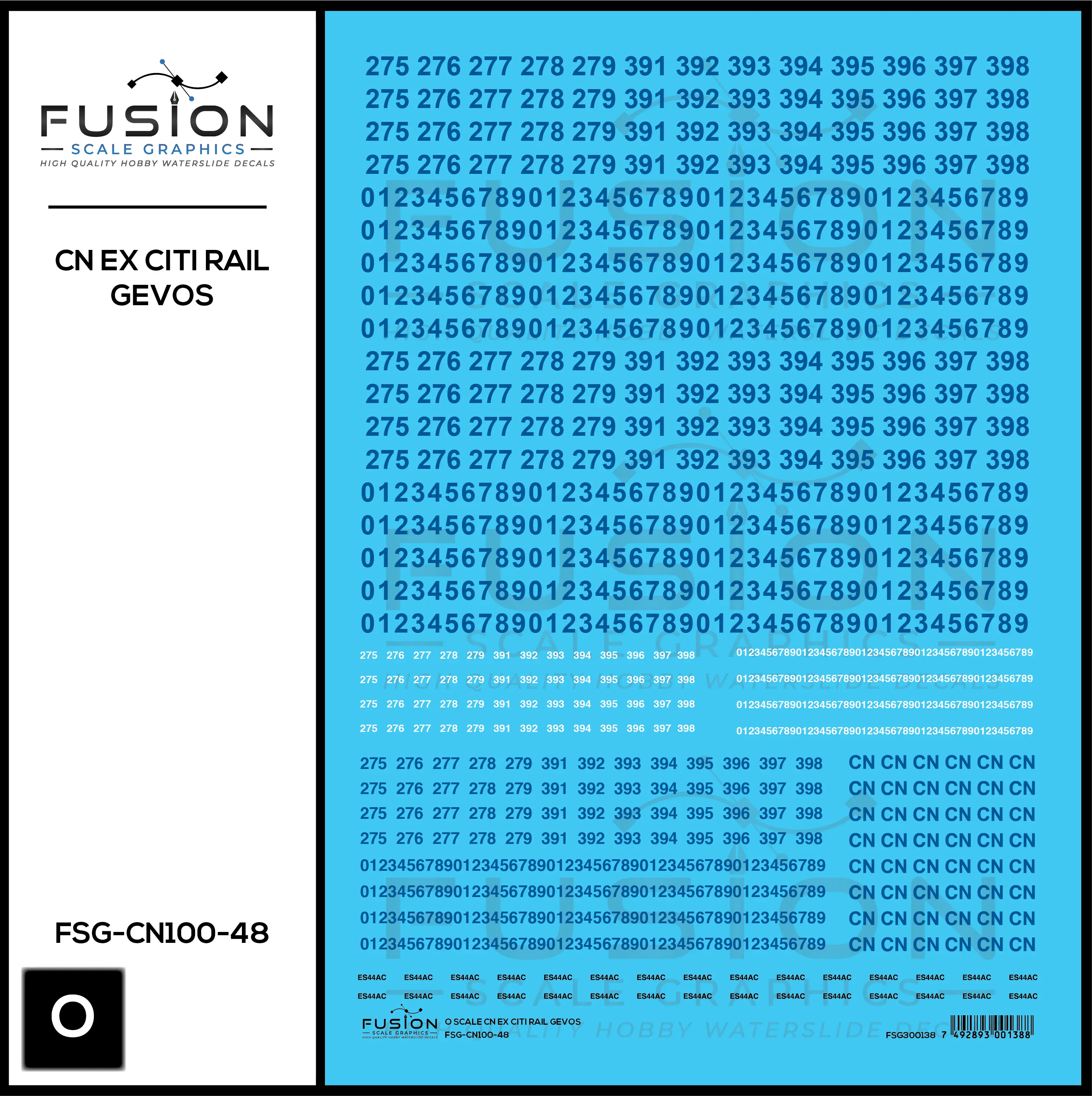 O Scale CN Ex Citi Rail Gevos Locomotive Decal Set Fusion Scale Graphics