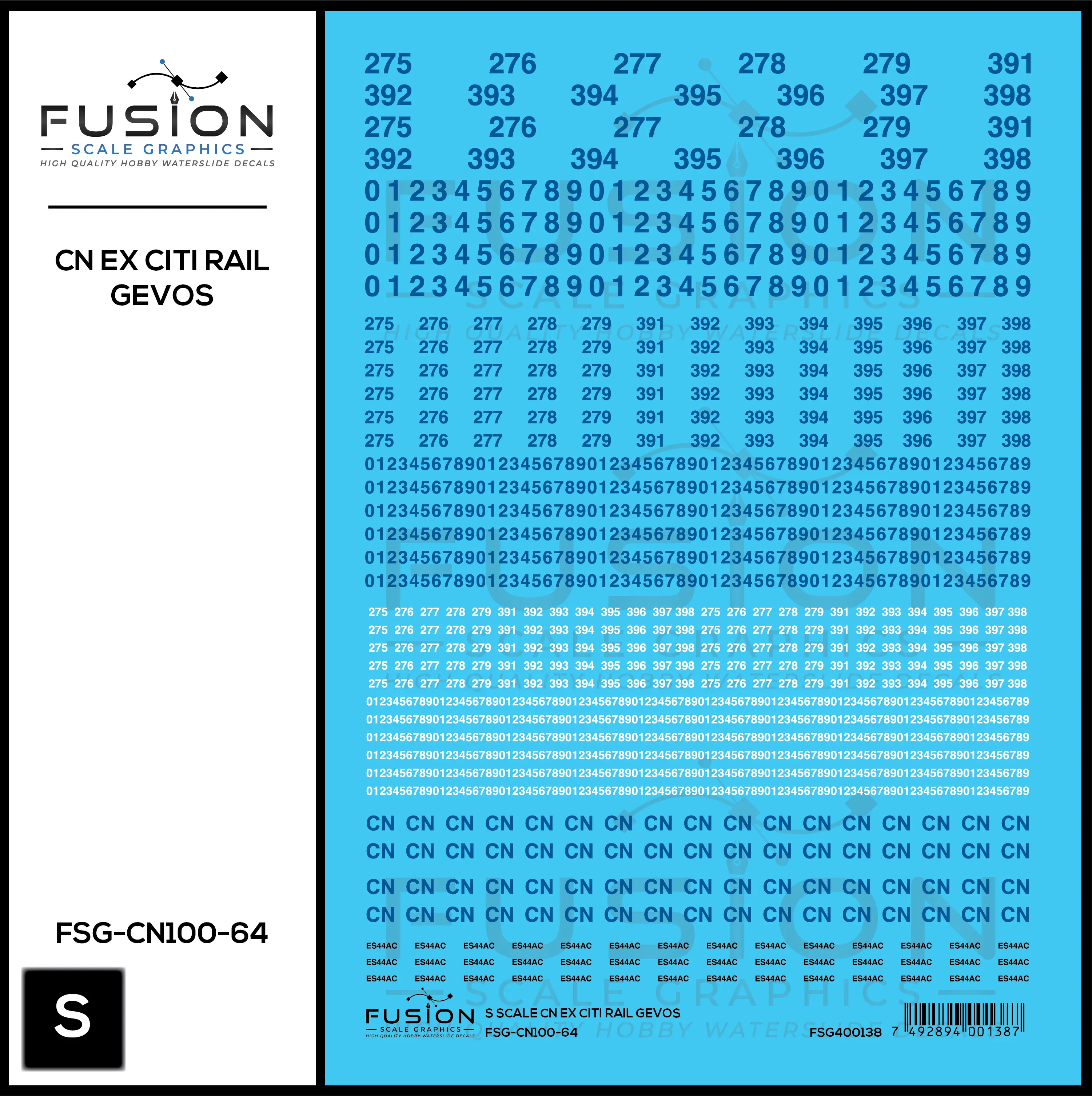 S Scale Canadian National Ex Citi Rail GEVOs Decal Set Fusion Scale Graphics