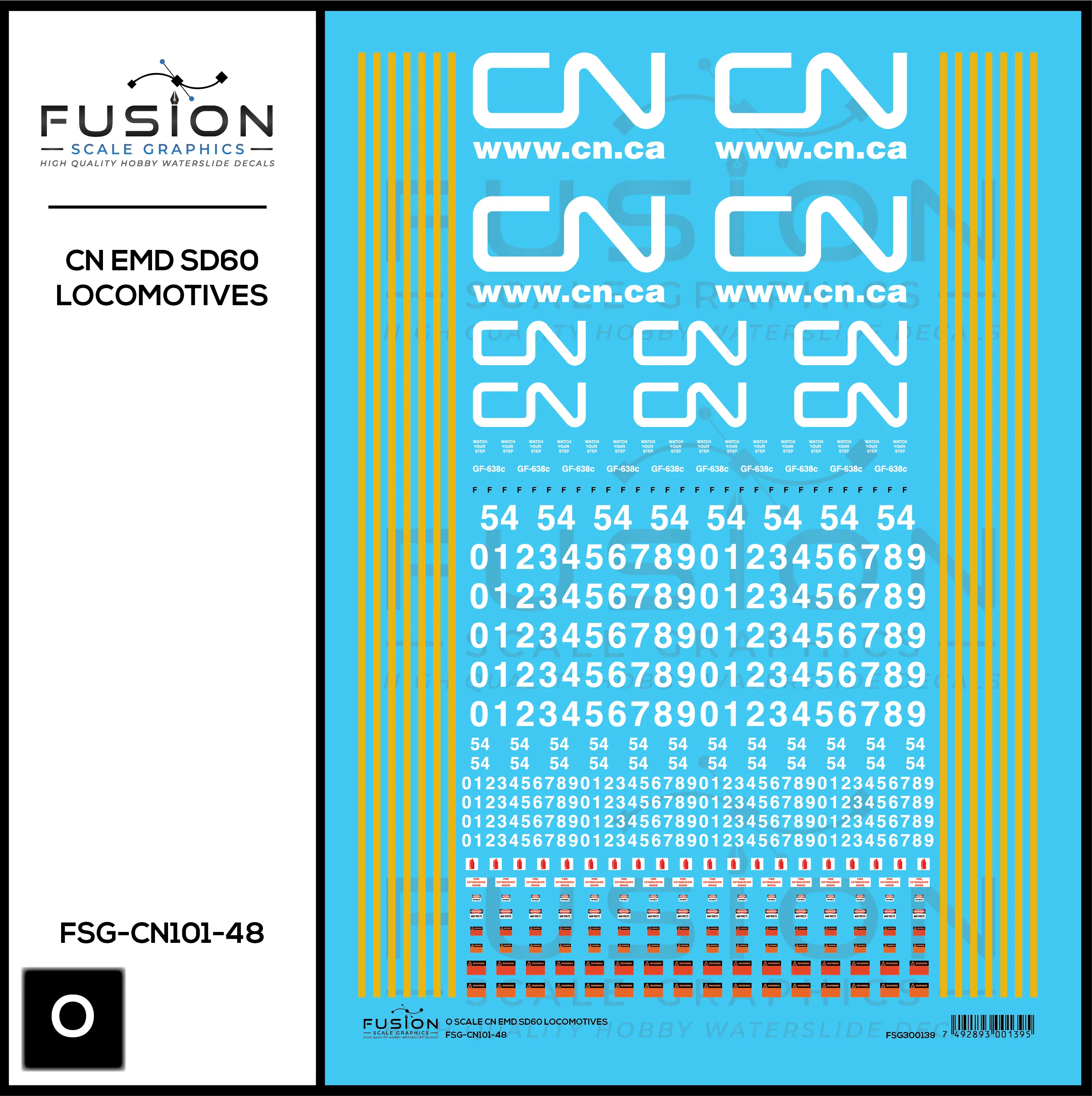 O Scale Canadian National EMD SD60 Locomotives Decal Set Fusion Scale Graphics